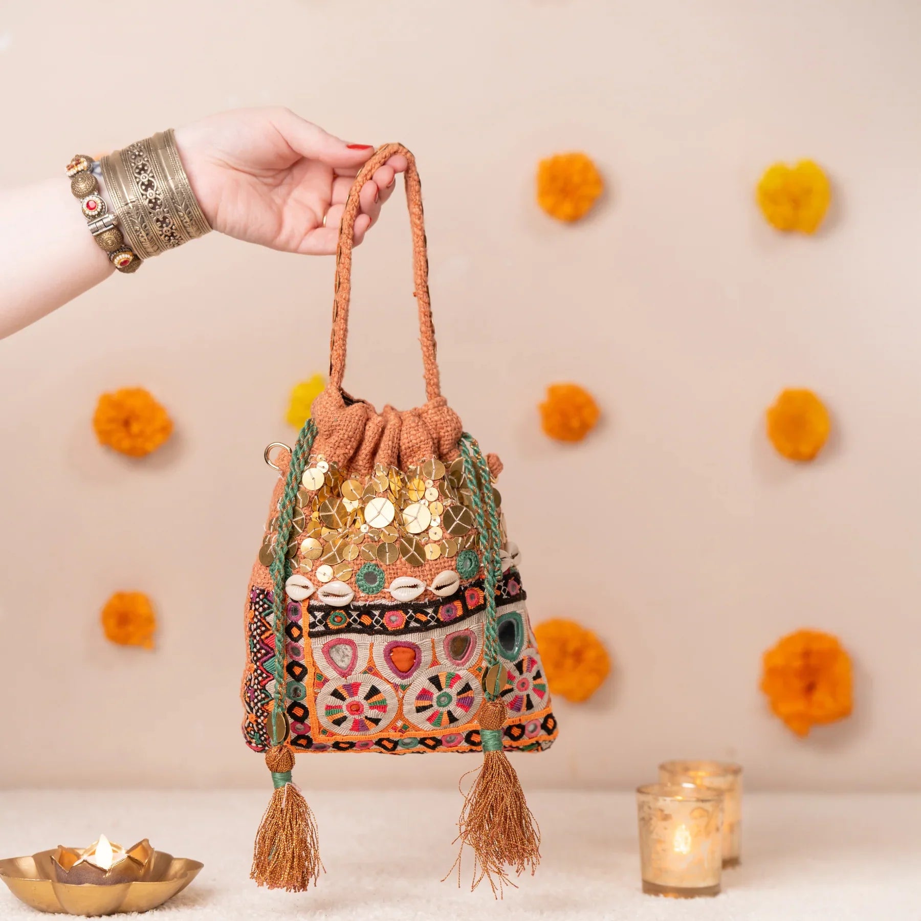 Mirror work potli bags