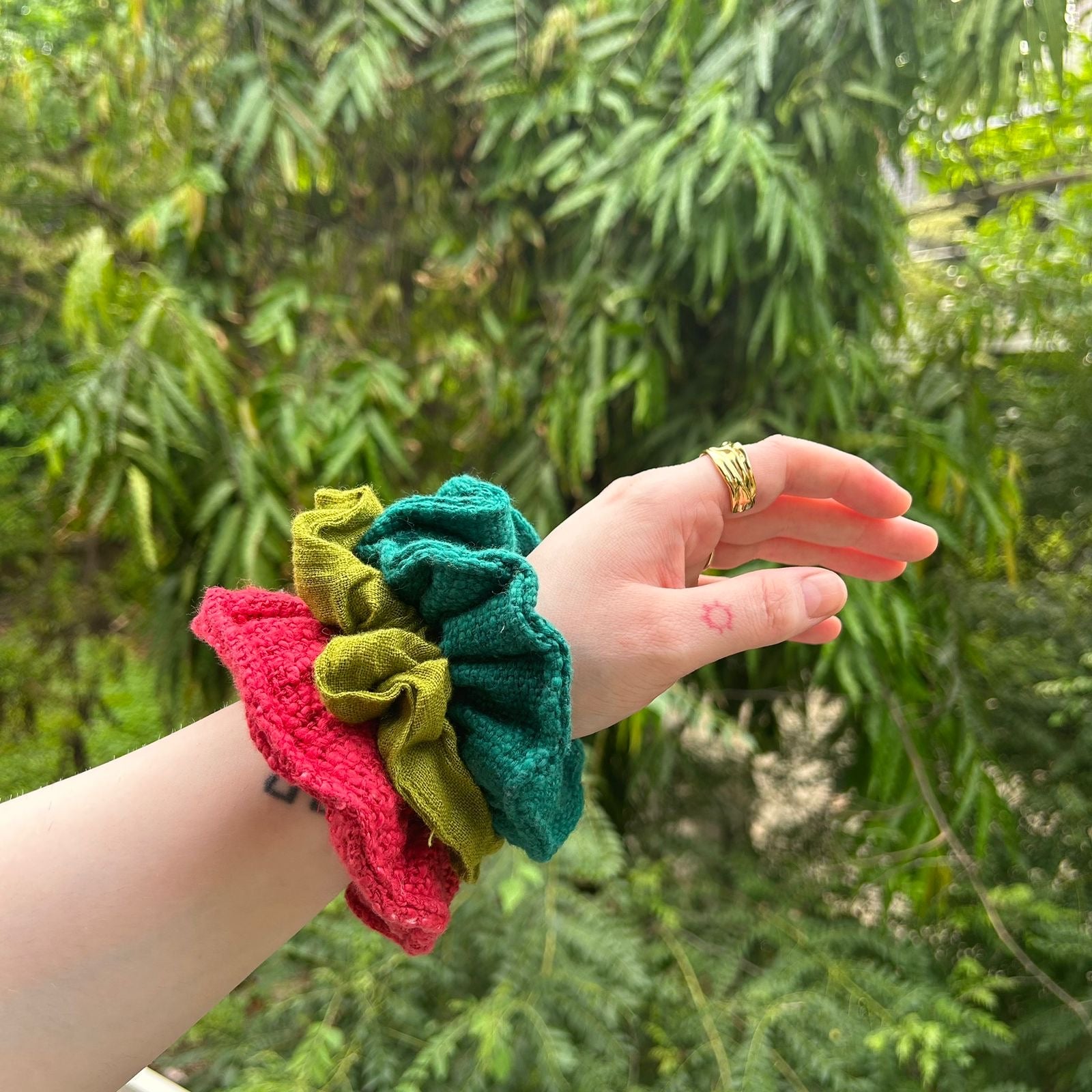 Berry Leaf Scrunchie Combo