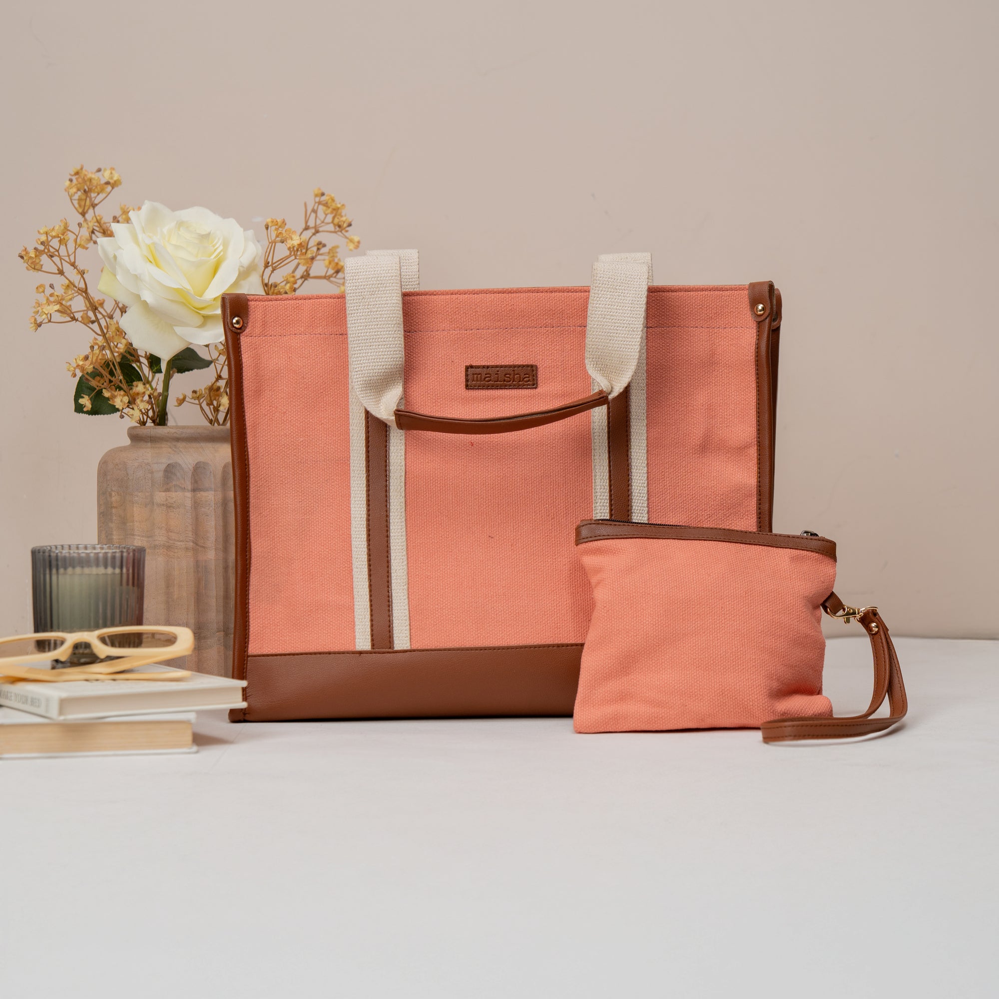 Blush Canvas Office Tote Bag