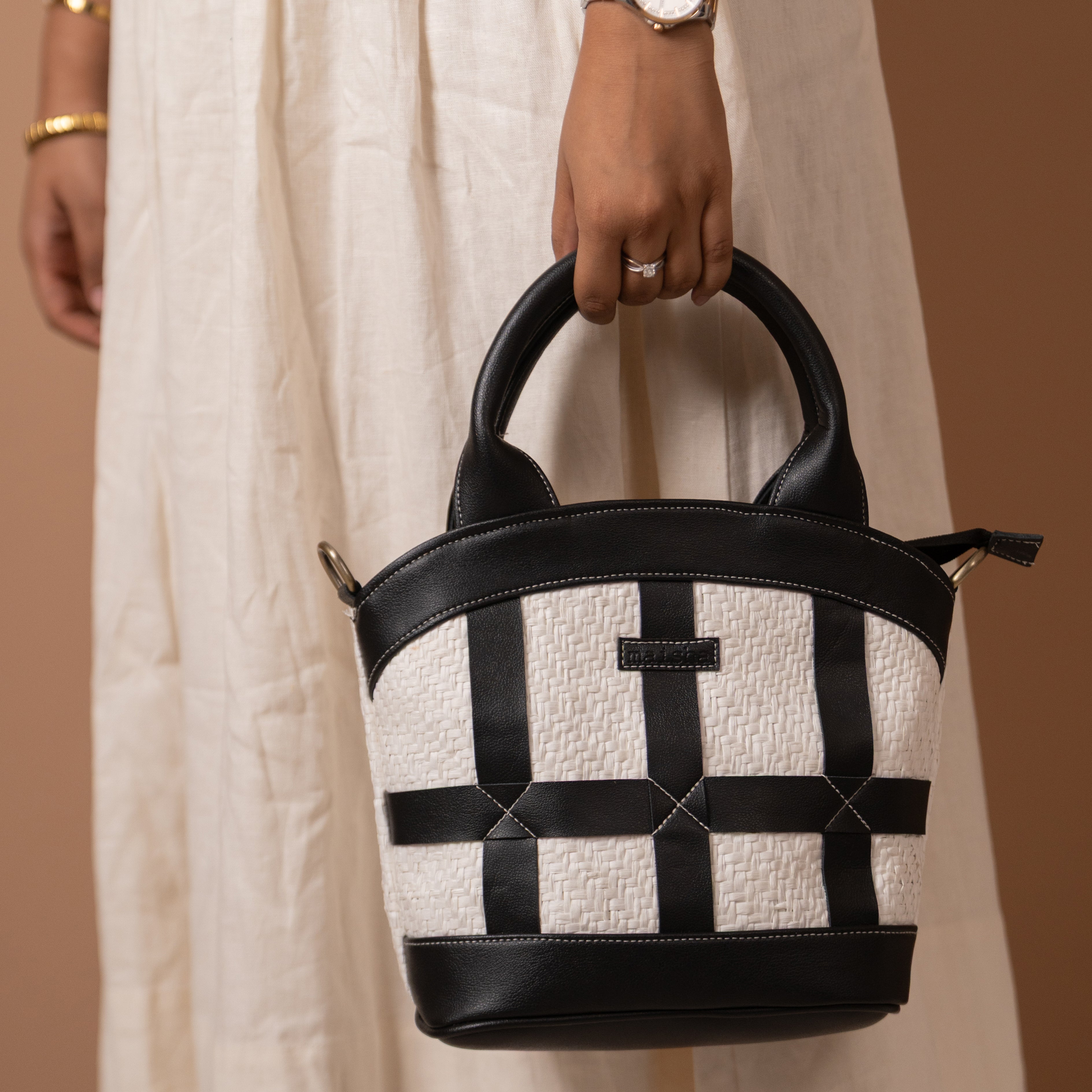 Salt & Pepper Raffia Bag