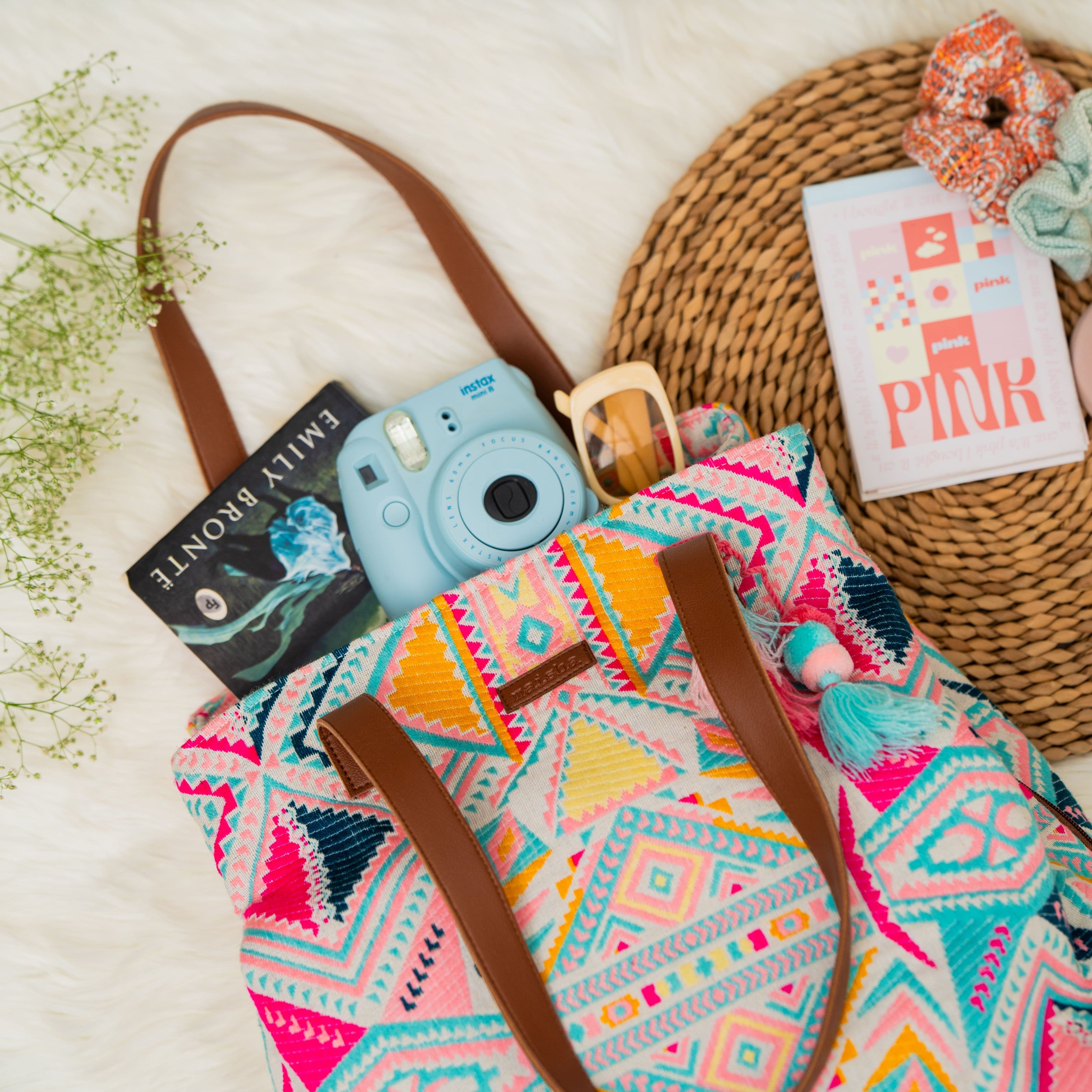 Pastel Passion Three Pocket Jacquard Bag