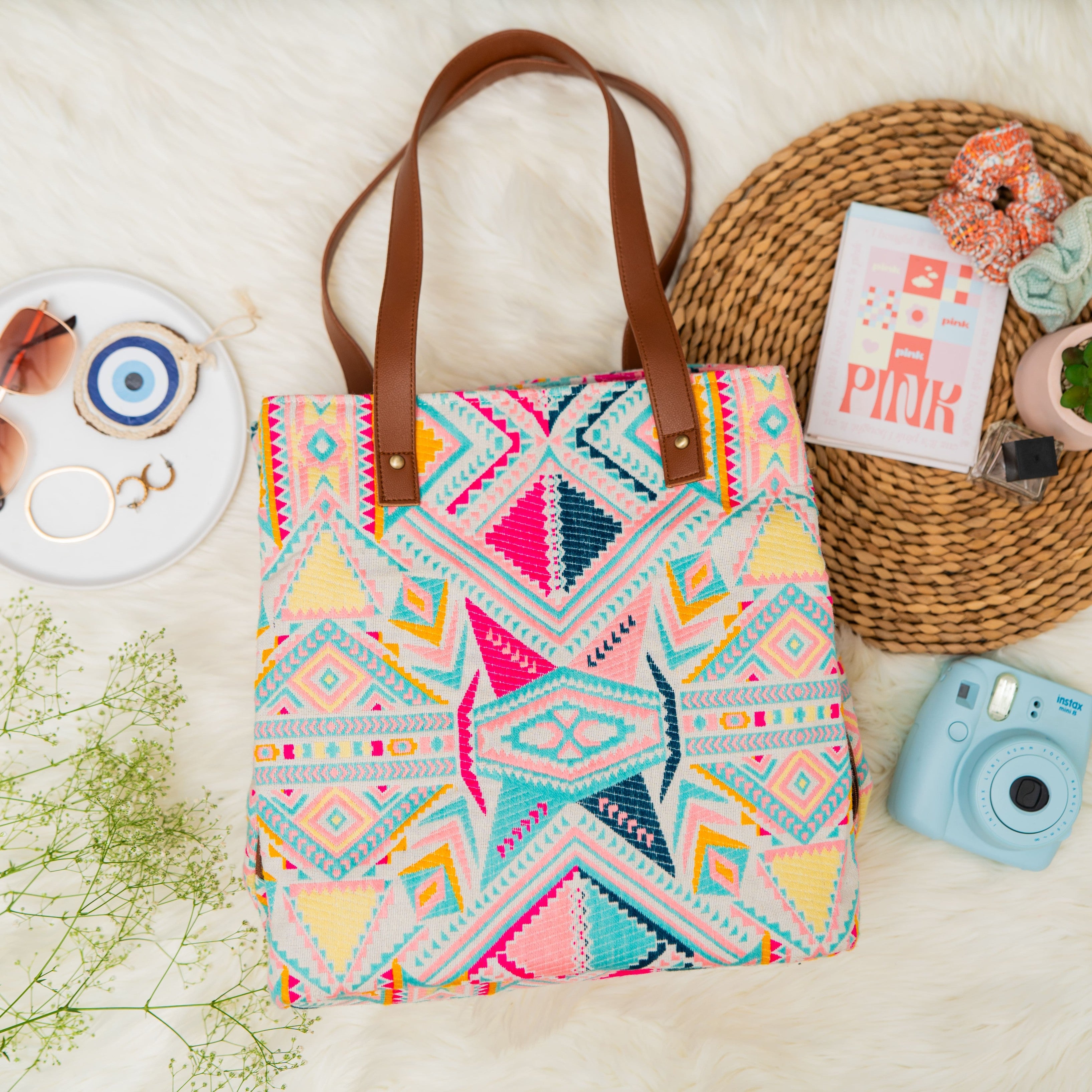 Pastel Passion Three Pocket Jacquard Bag