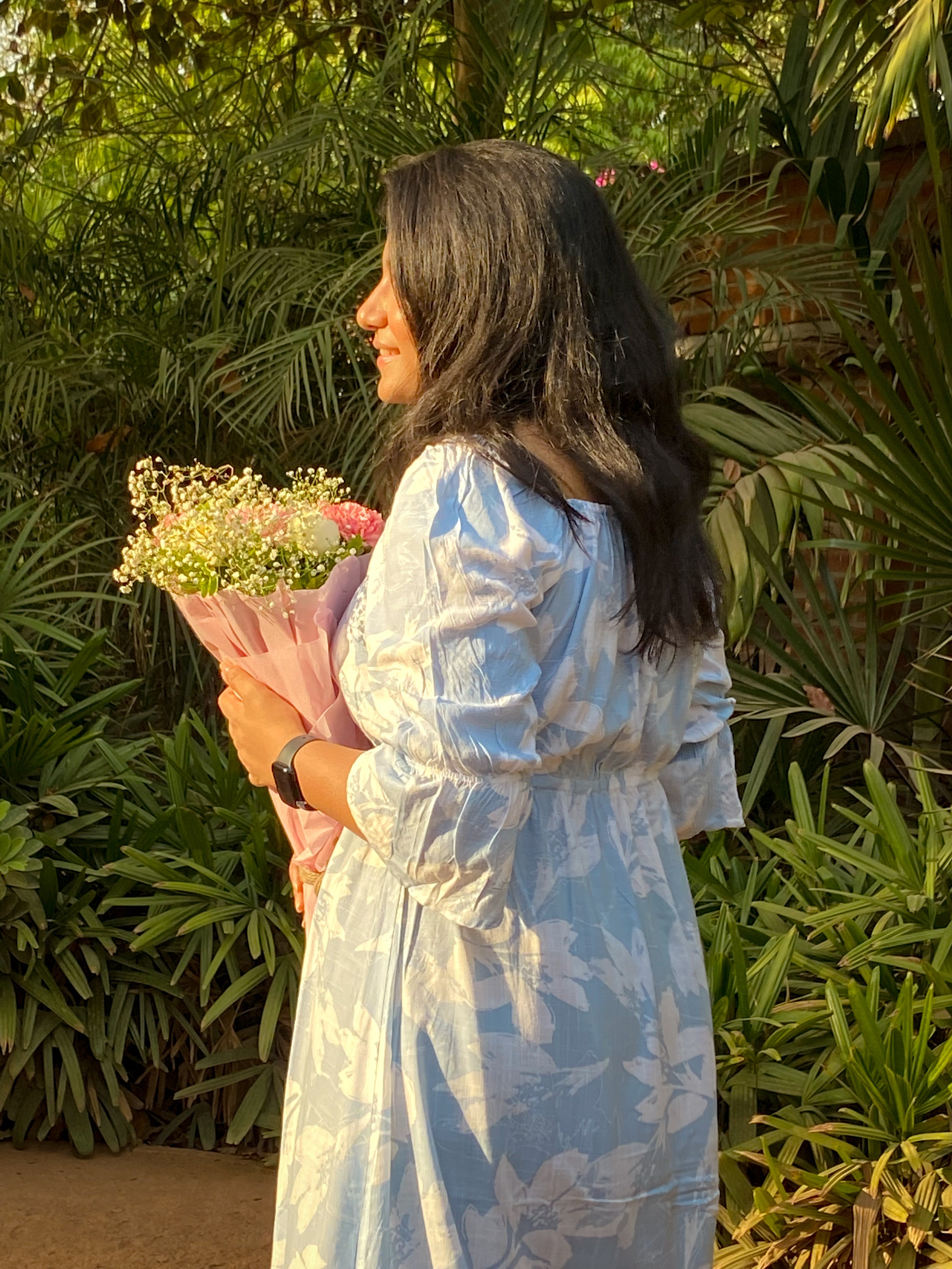 Garden Girl Blue - Cotton Linen Dress