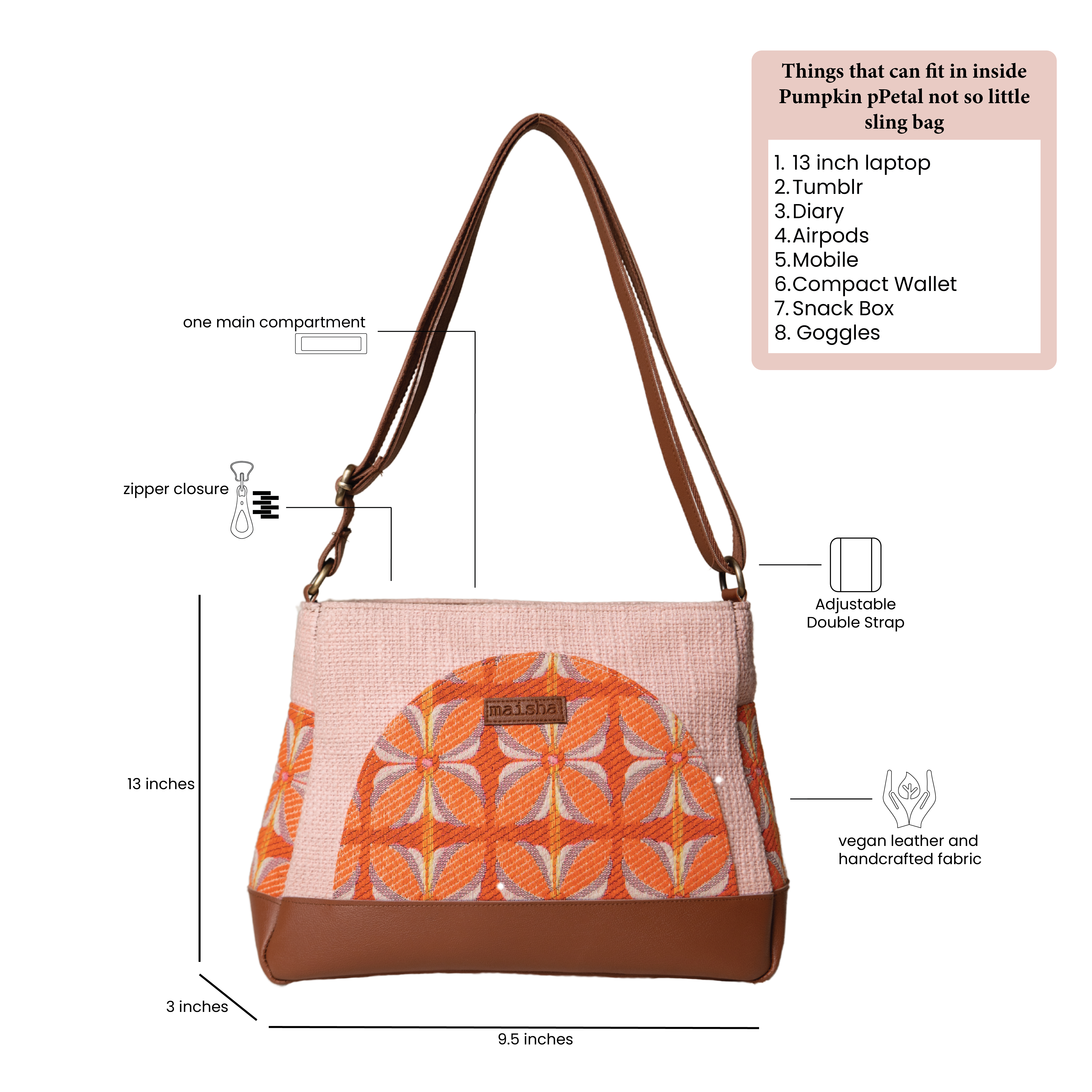 Pumpkin Petal Not So Little Sling Bag
