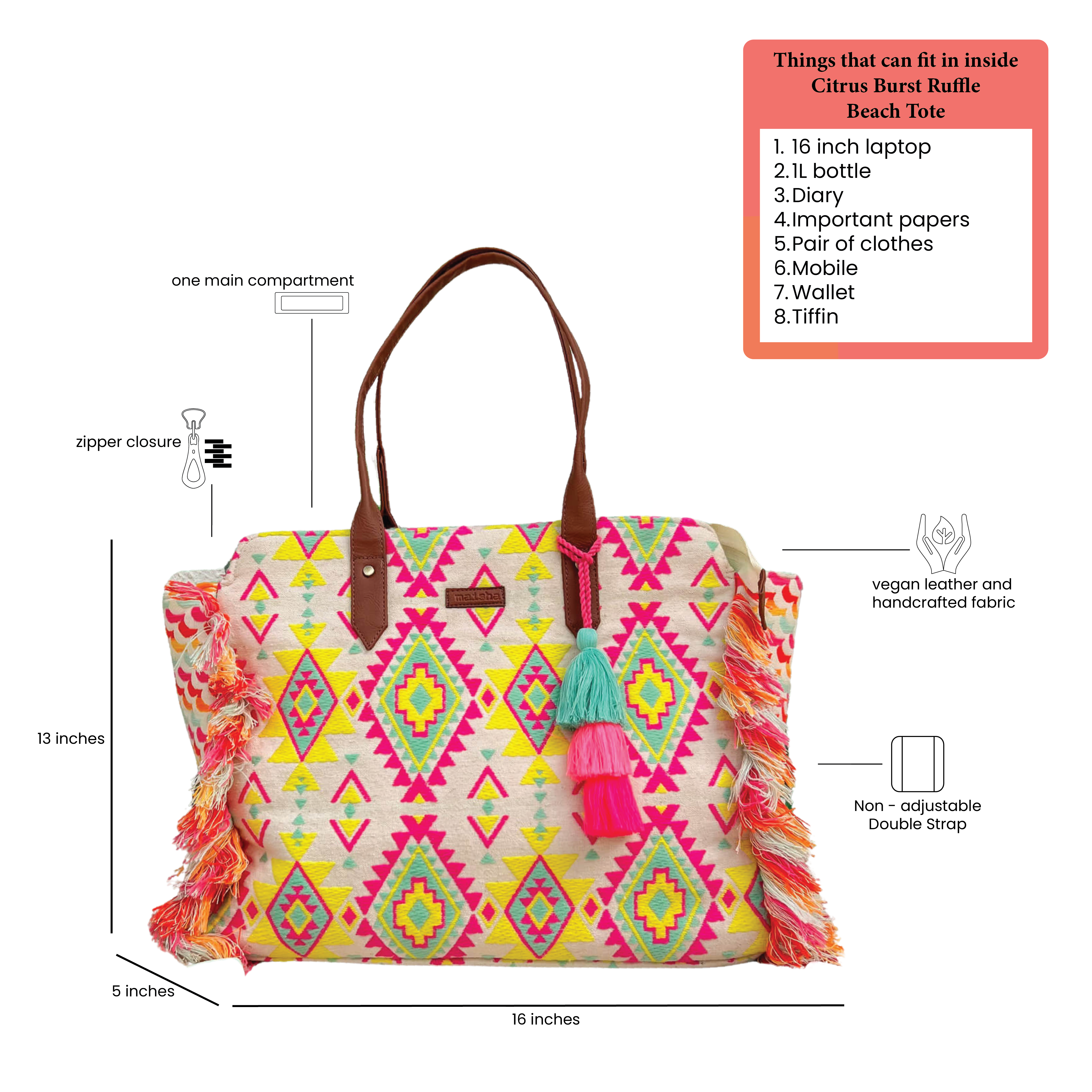 Citrus Burst Ruffle Beach Tote