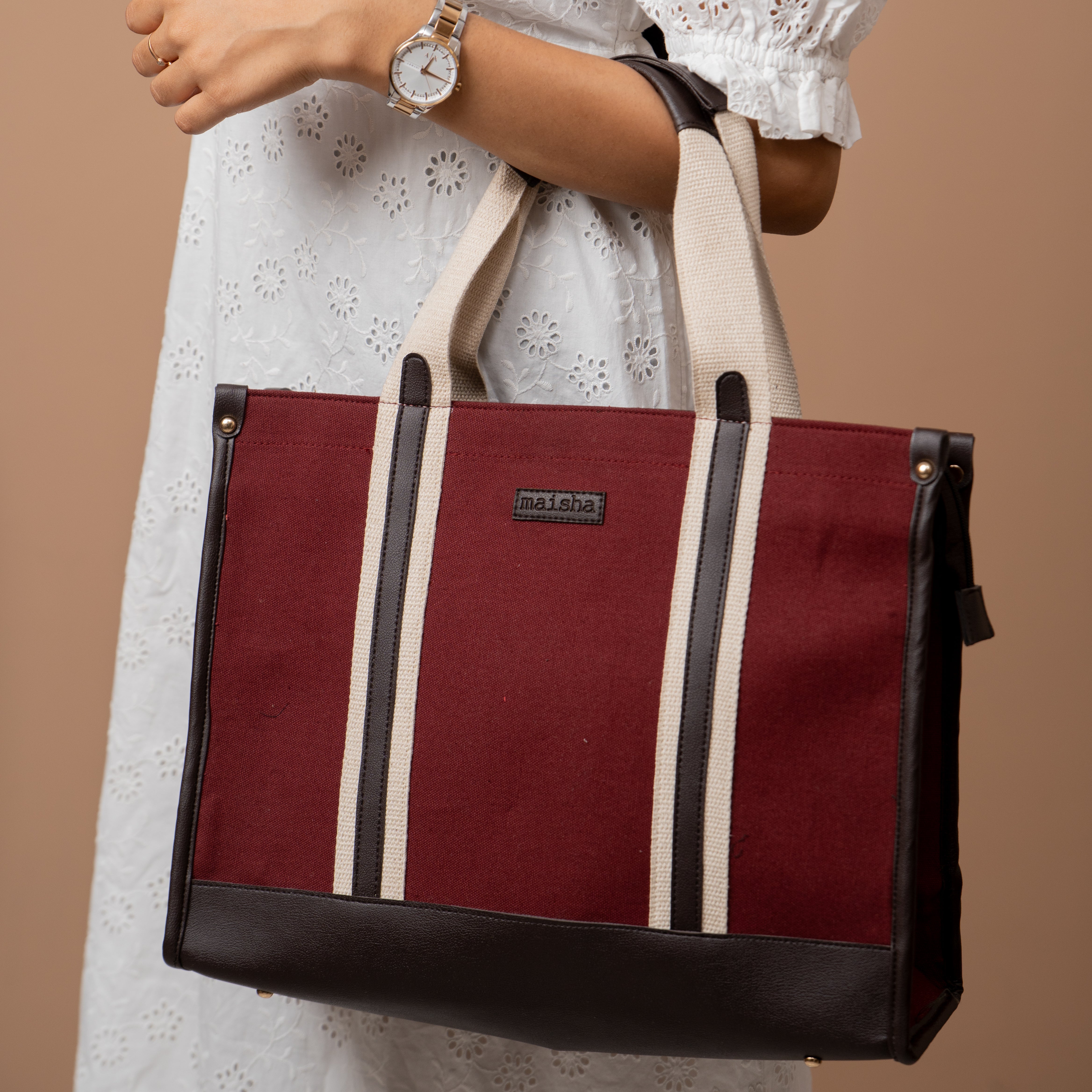 Mulberry Canvas Office Tote Bag