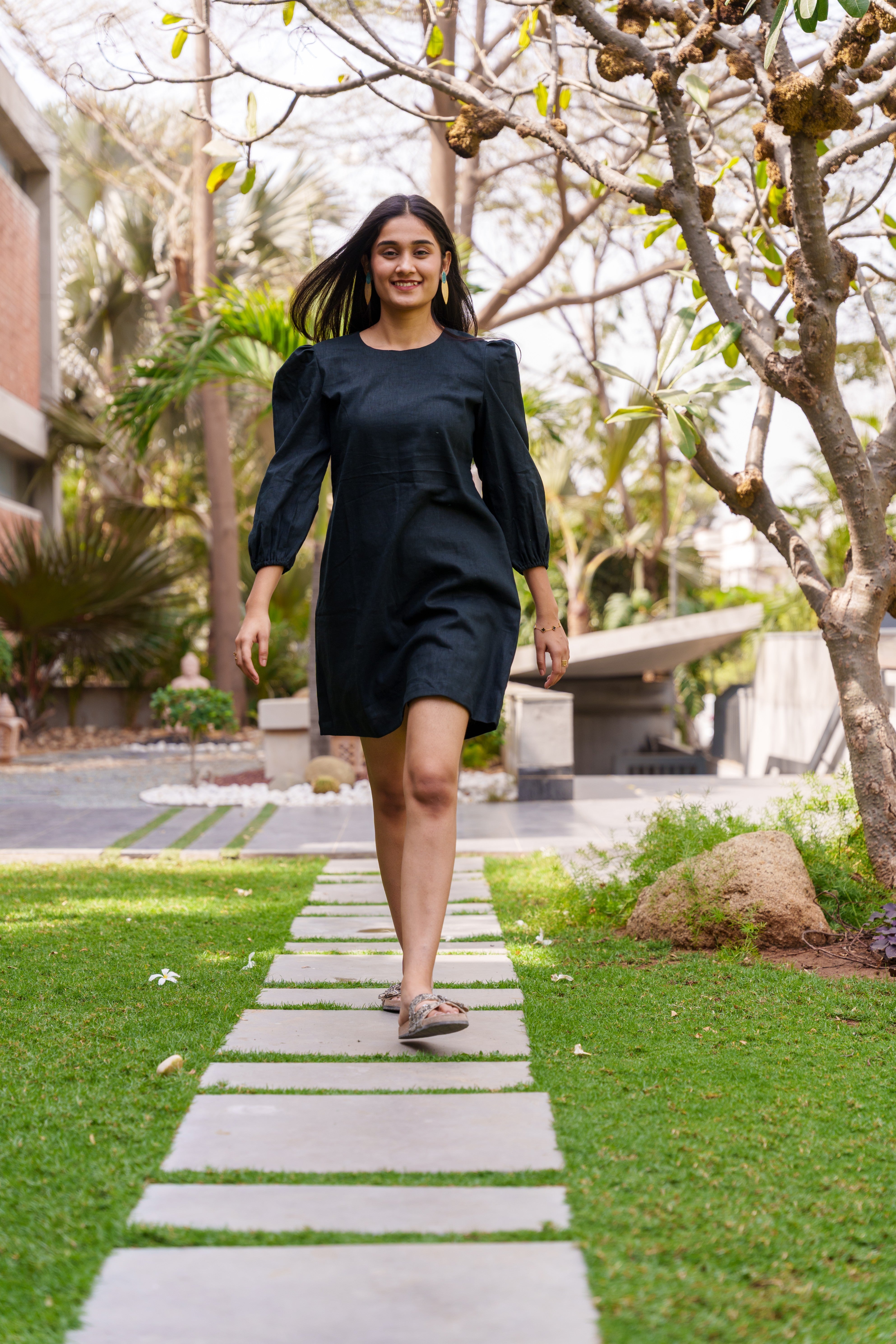 Little Black Peony Dress