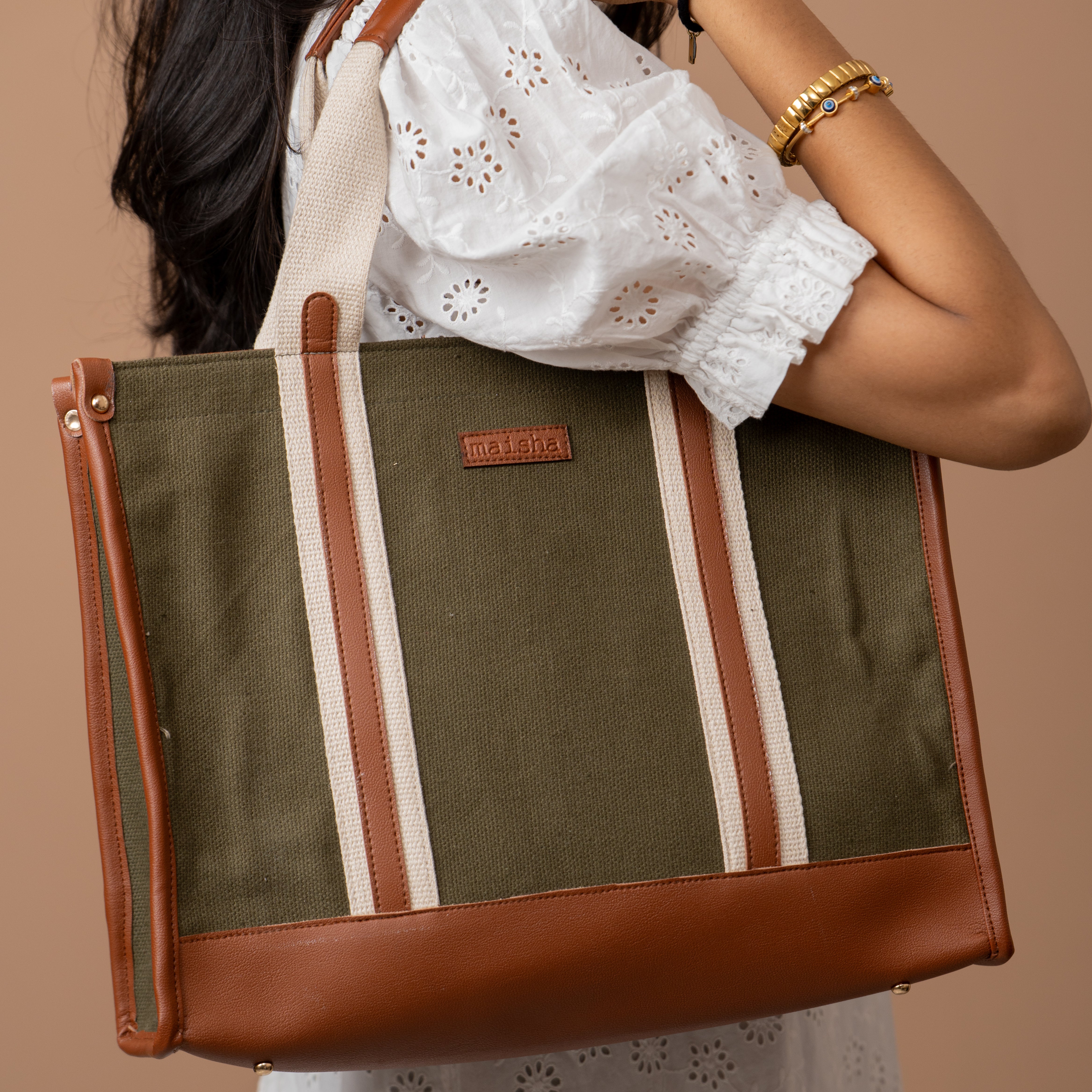Sage Canvas Office Tote Bag