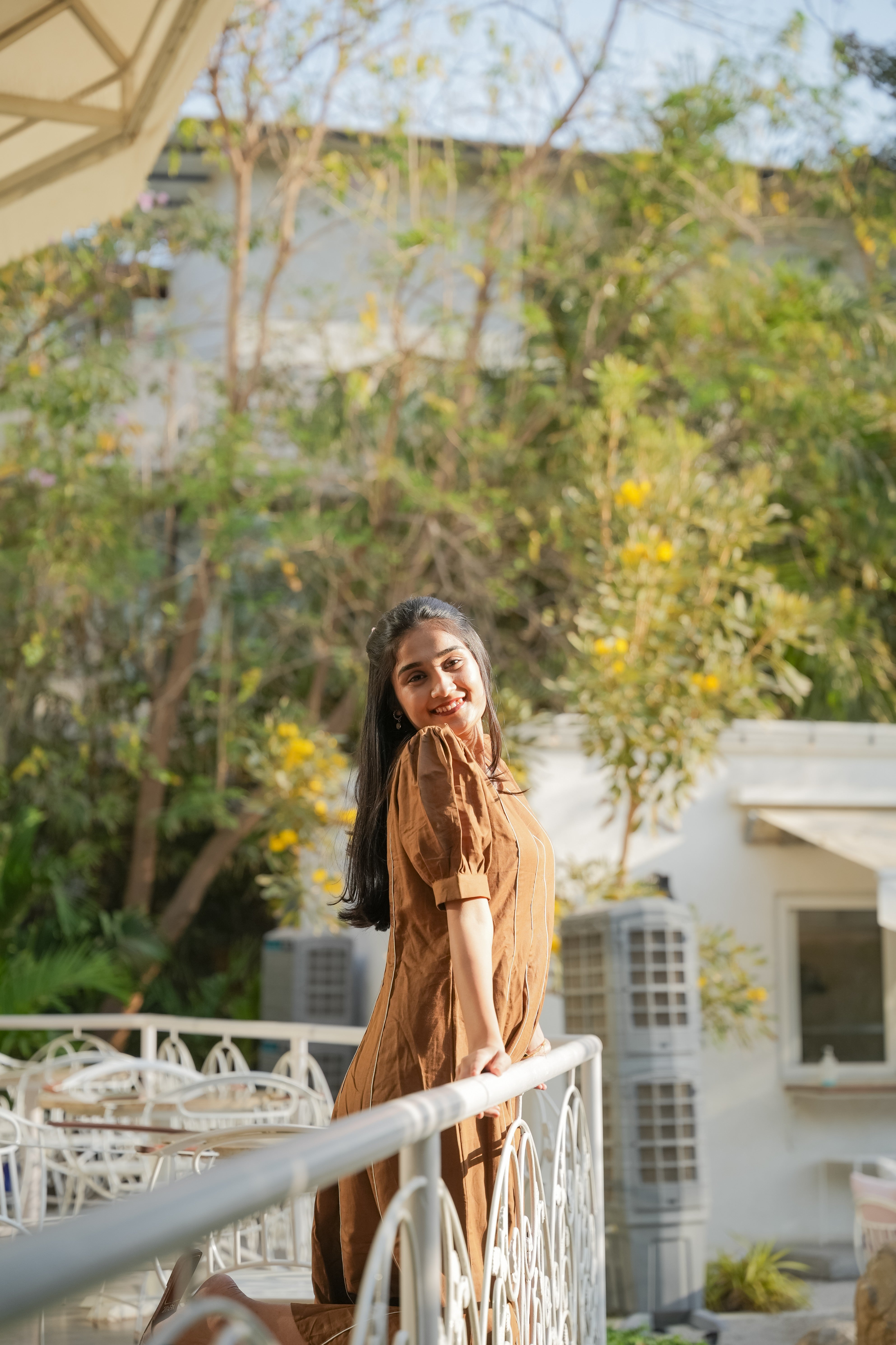 Brown Grace in Lines Dress