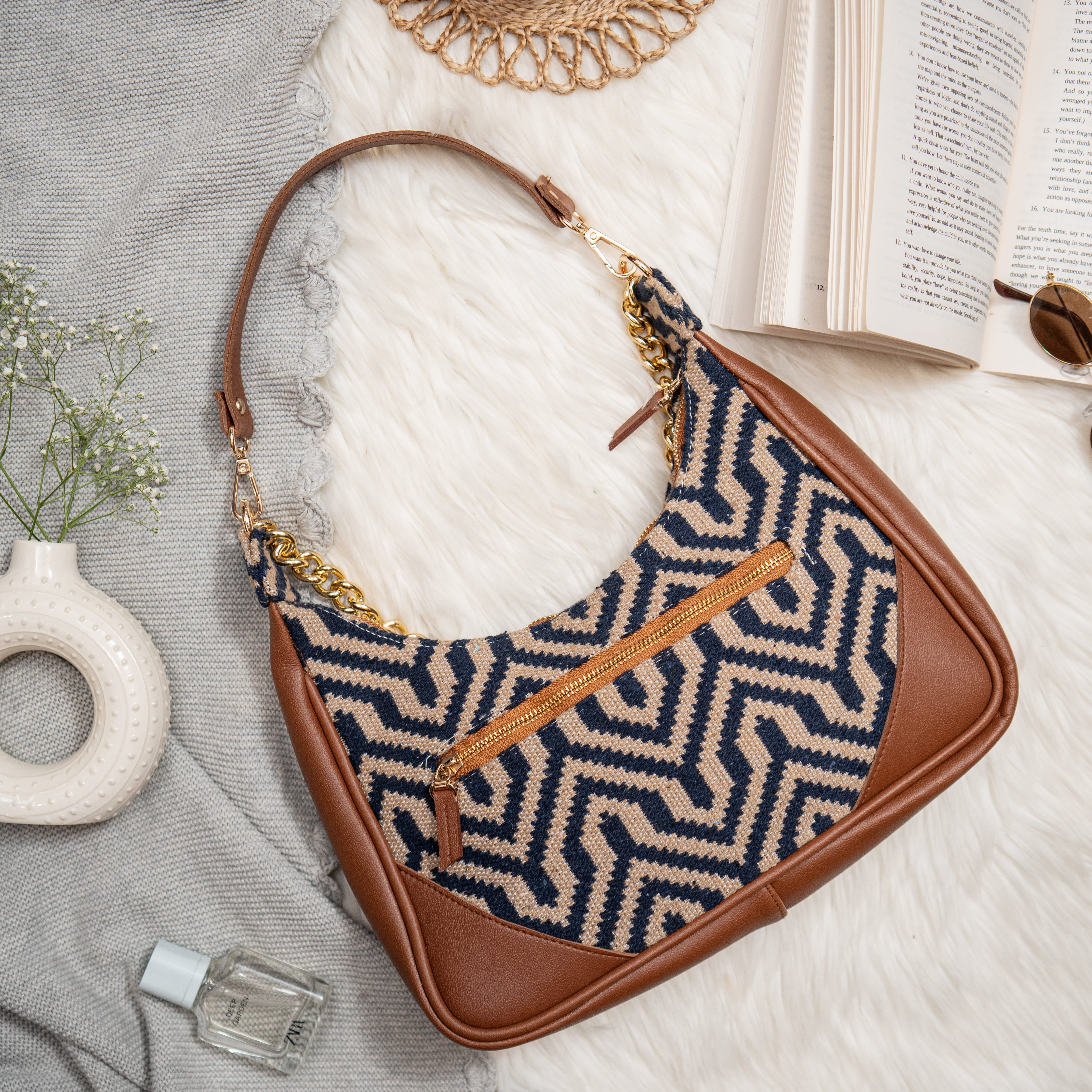 Midnight Shockwave Hobo Baguette Bag