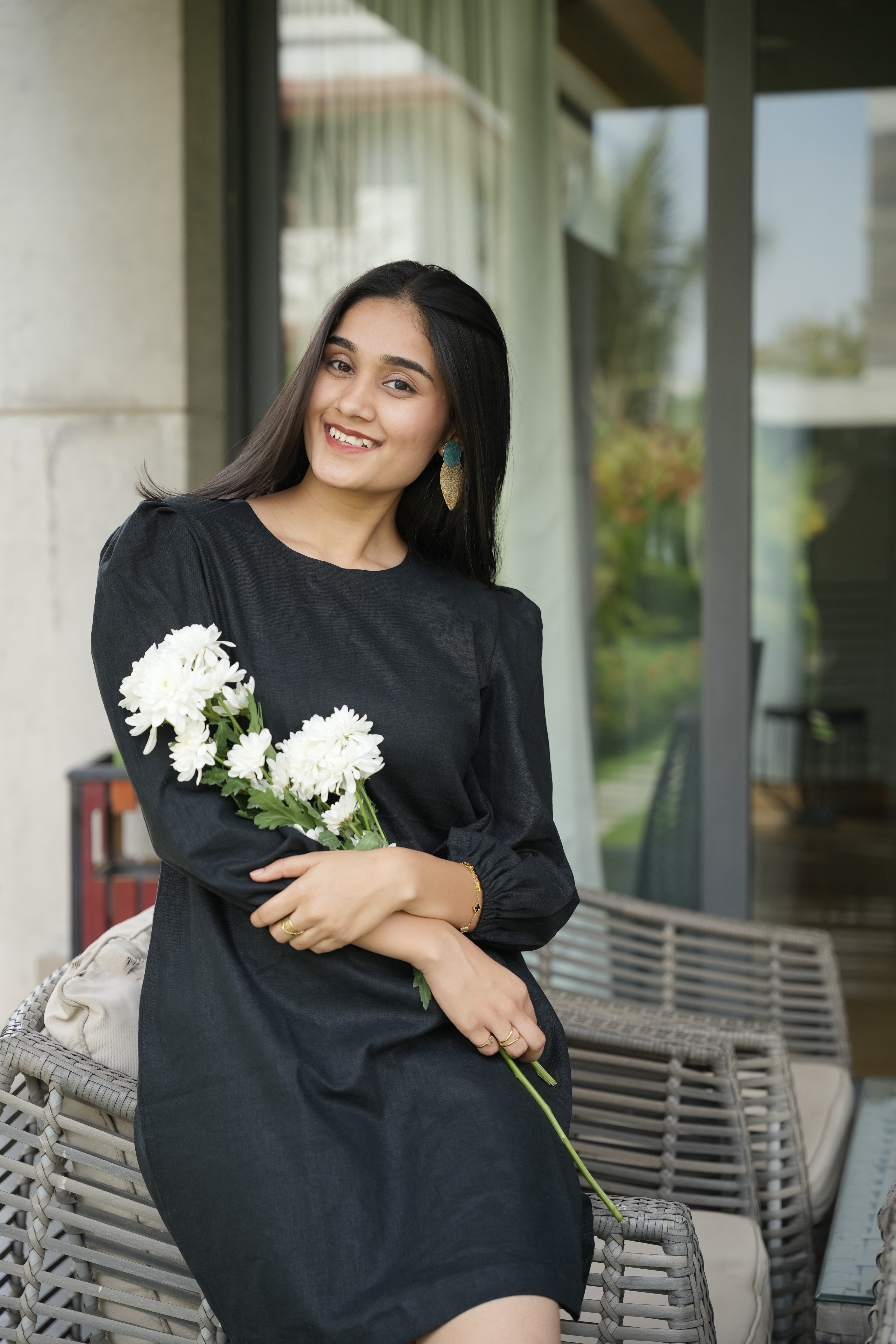 Little Black Peony Dress