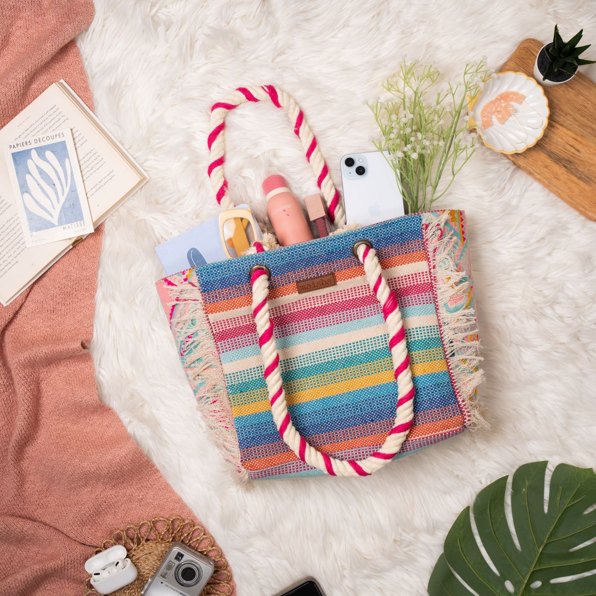 Tropical Blush Beach Tote Bag