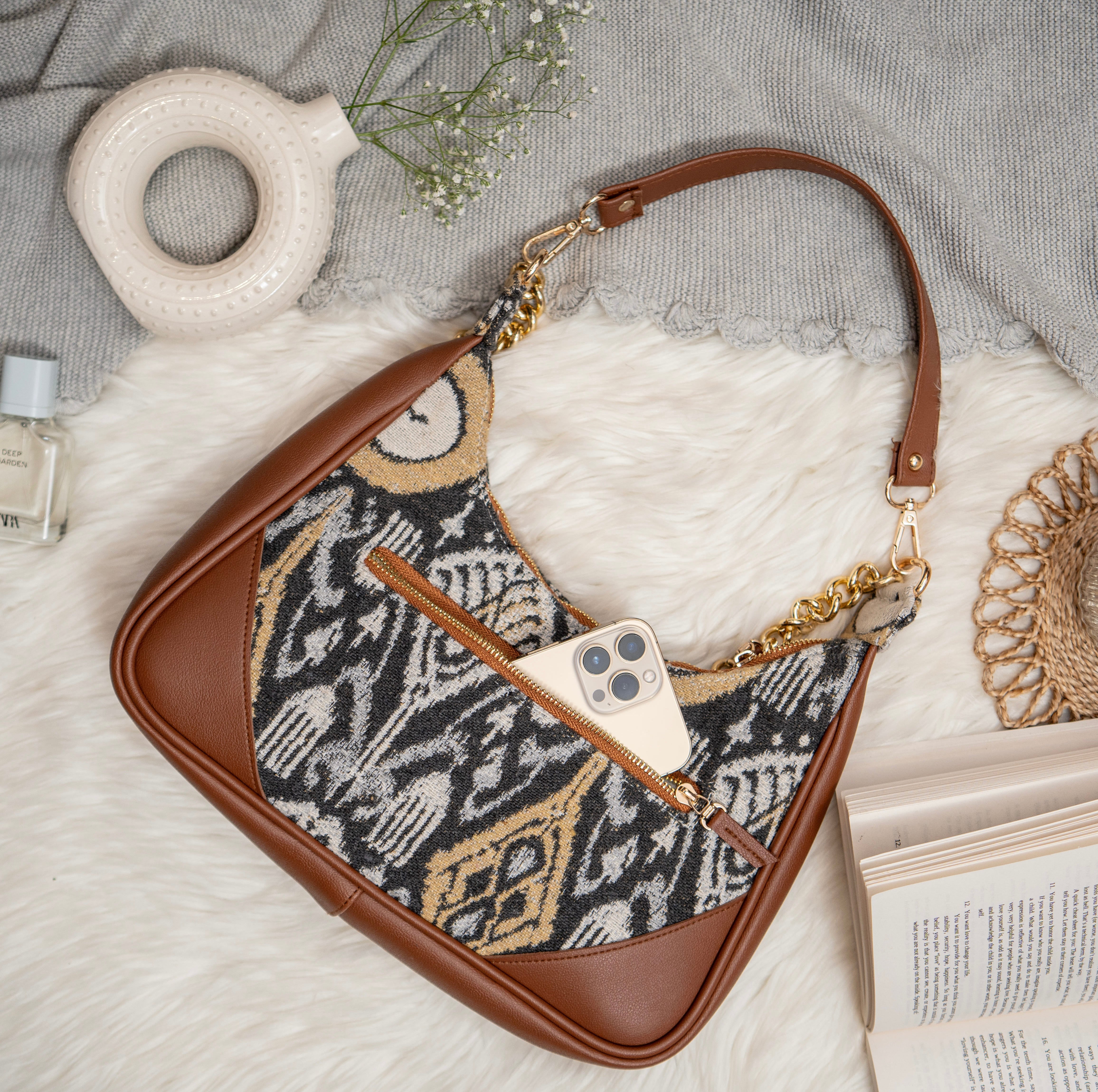 Life In Grey Hobo Baguette Bag