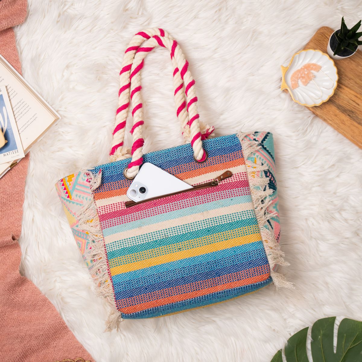 Tropical Blush Beach Tote Bag