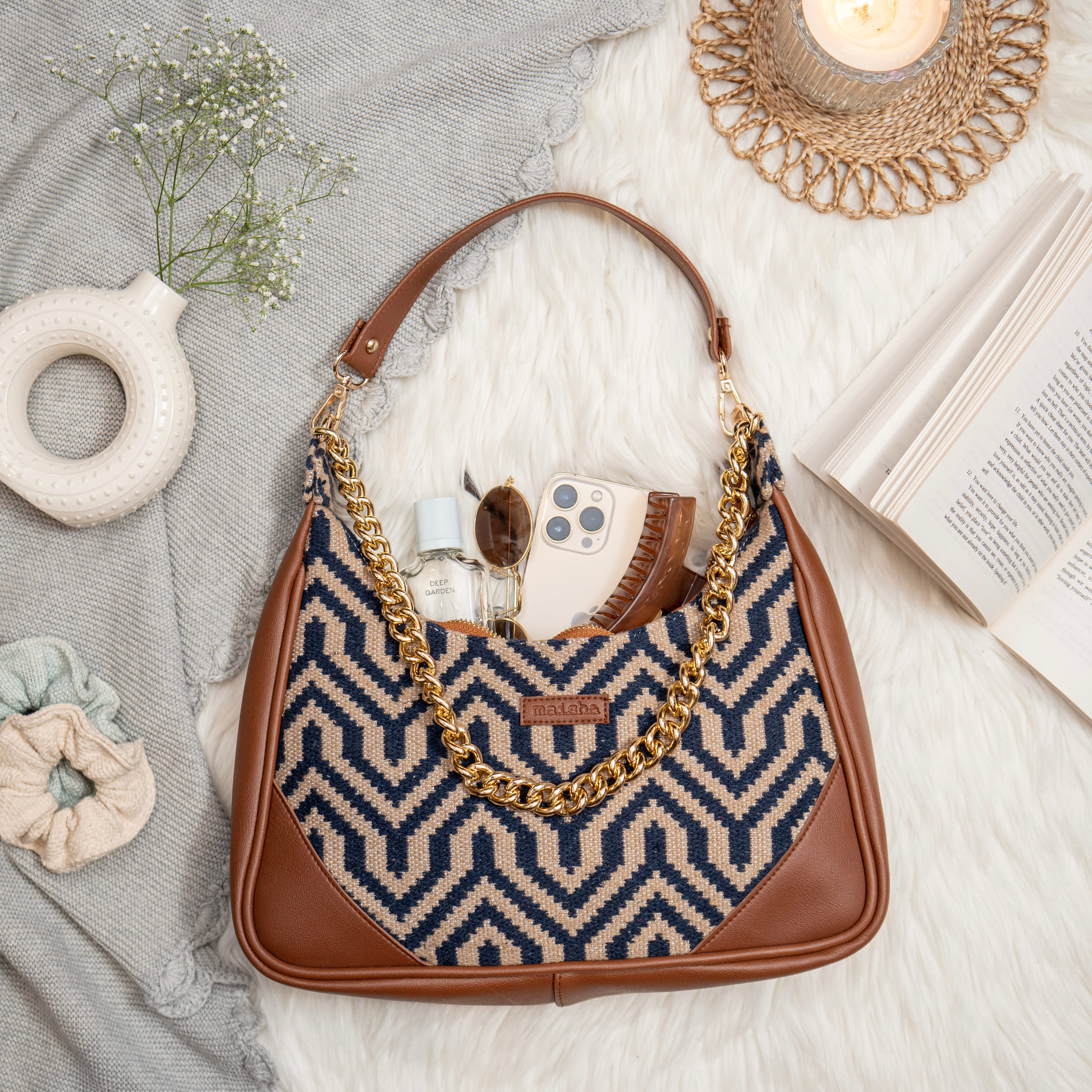 Midnight Shockwave Hobo Baguette Bag