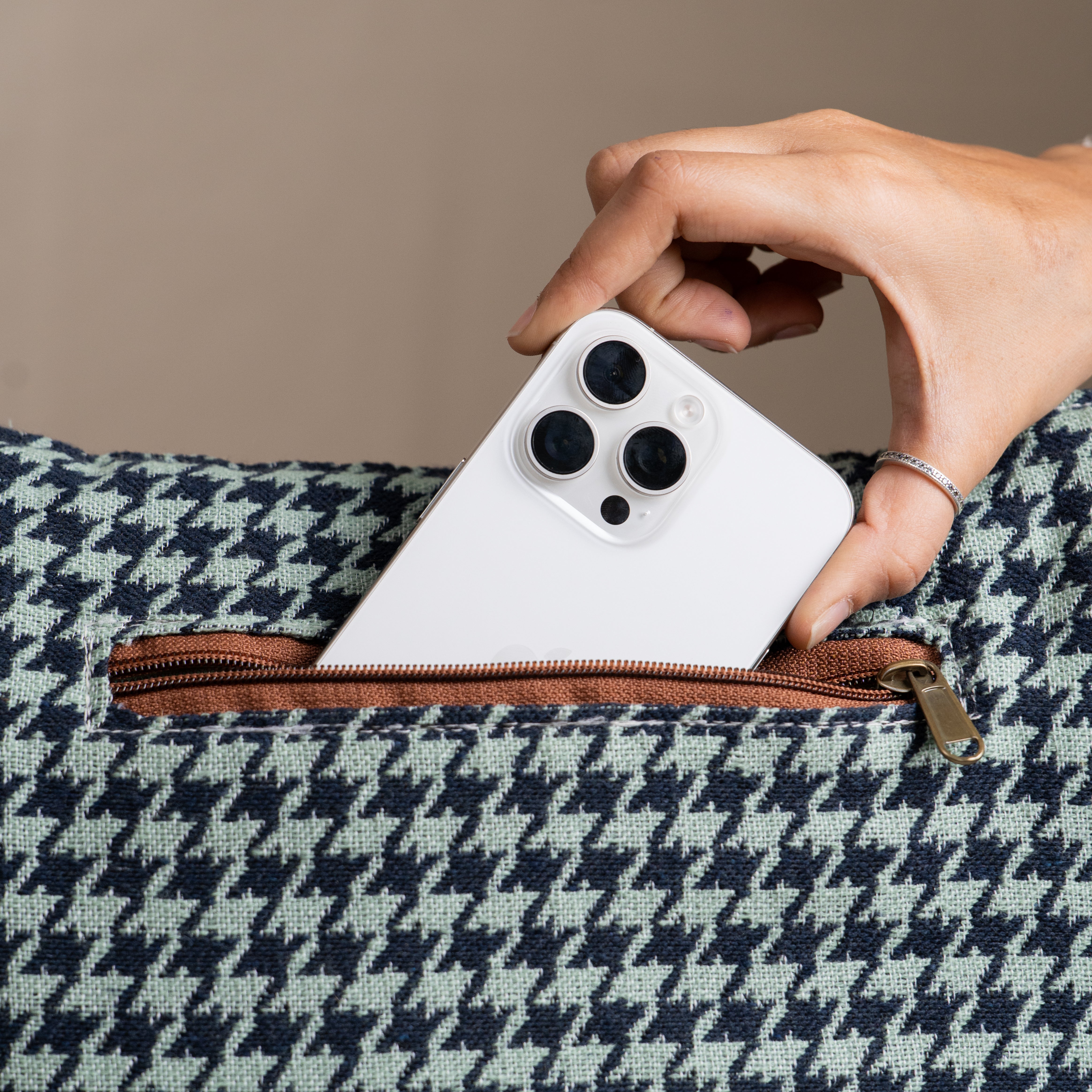 Teal Wave Cotton Jacquard Tote Bag