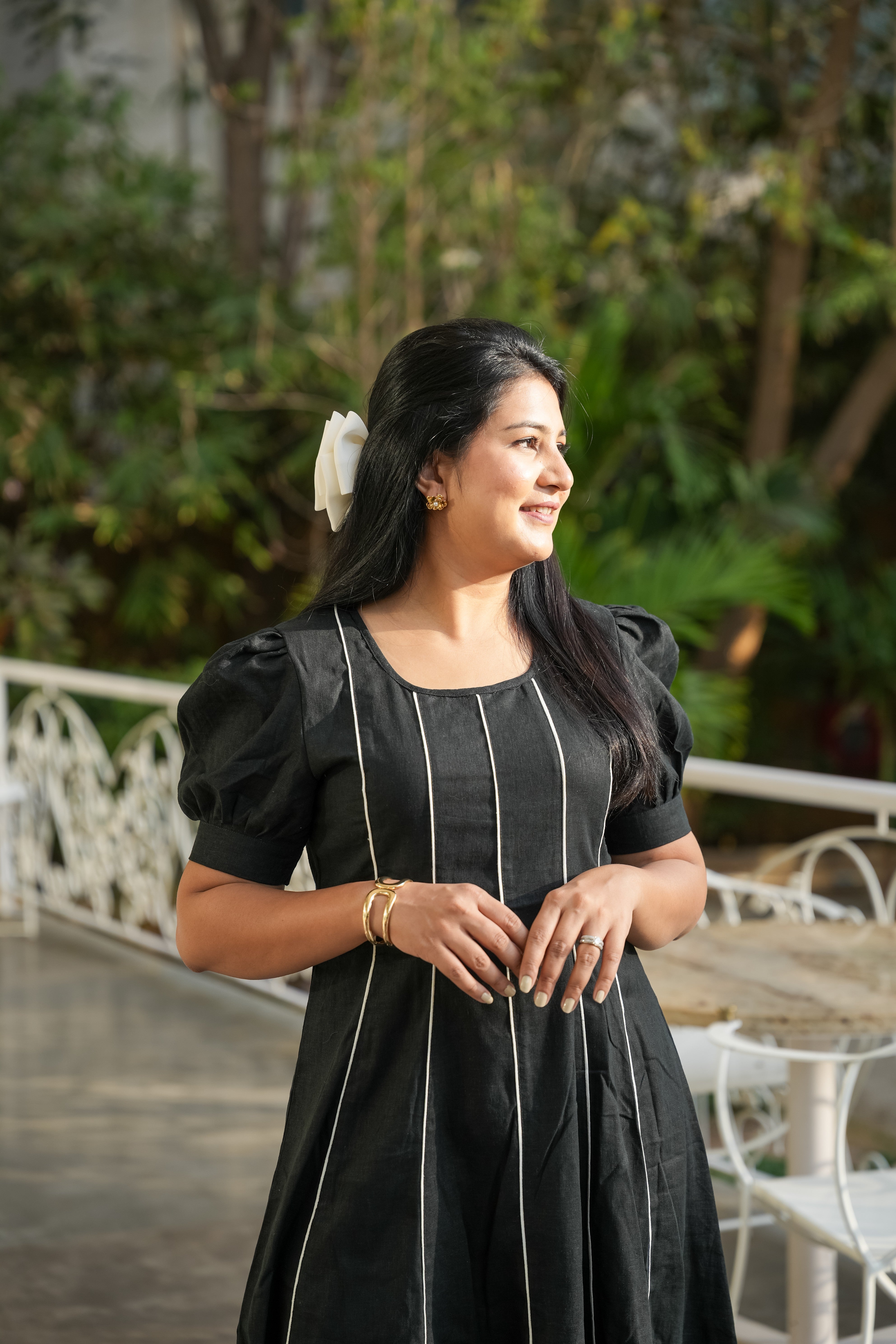 Black Grace in Lines Dress