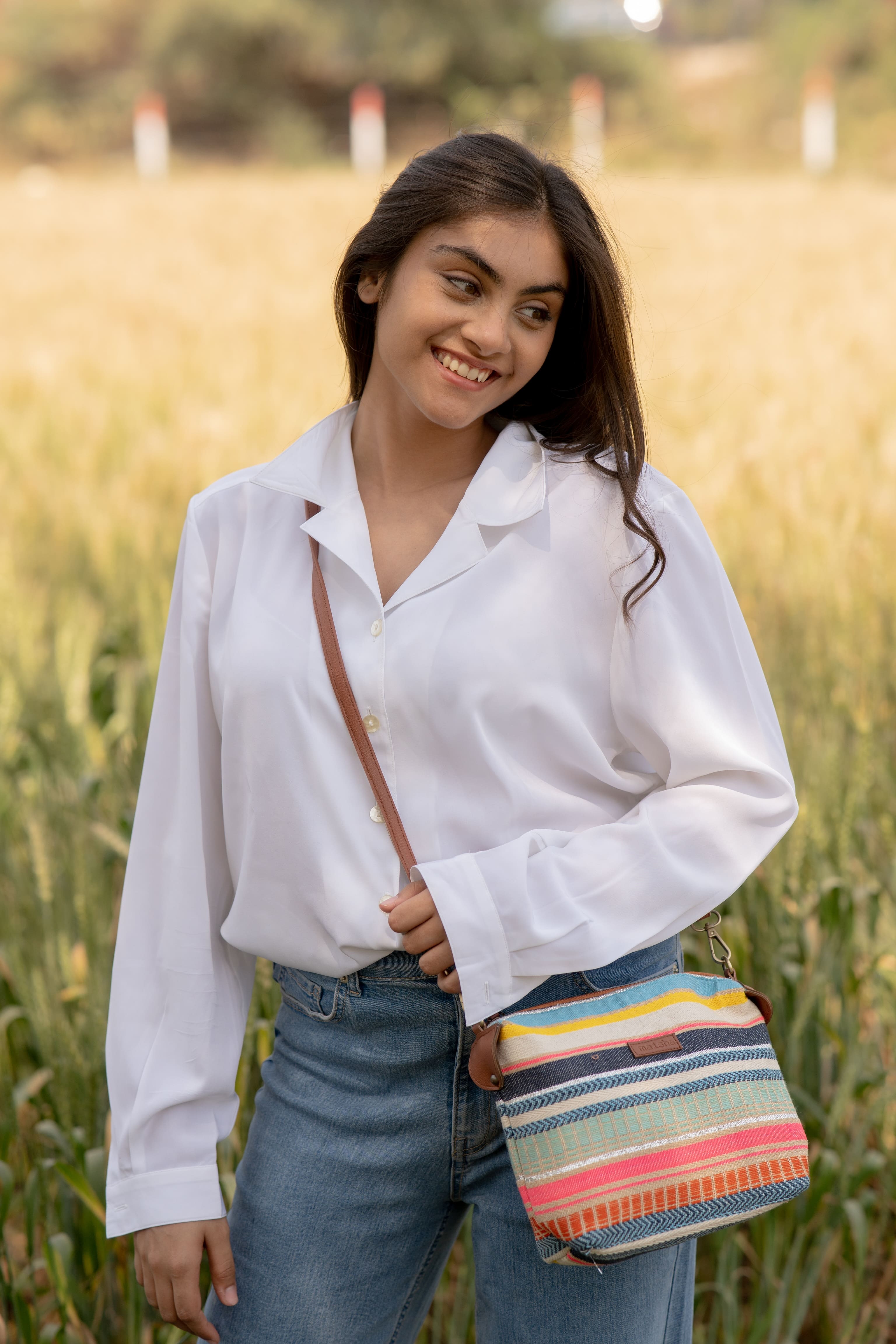 Multicolour Stripes Pouch / Sling Bag