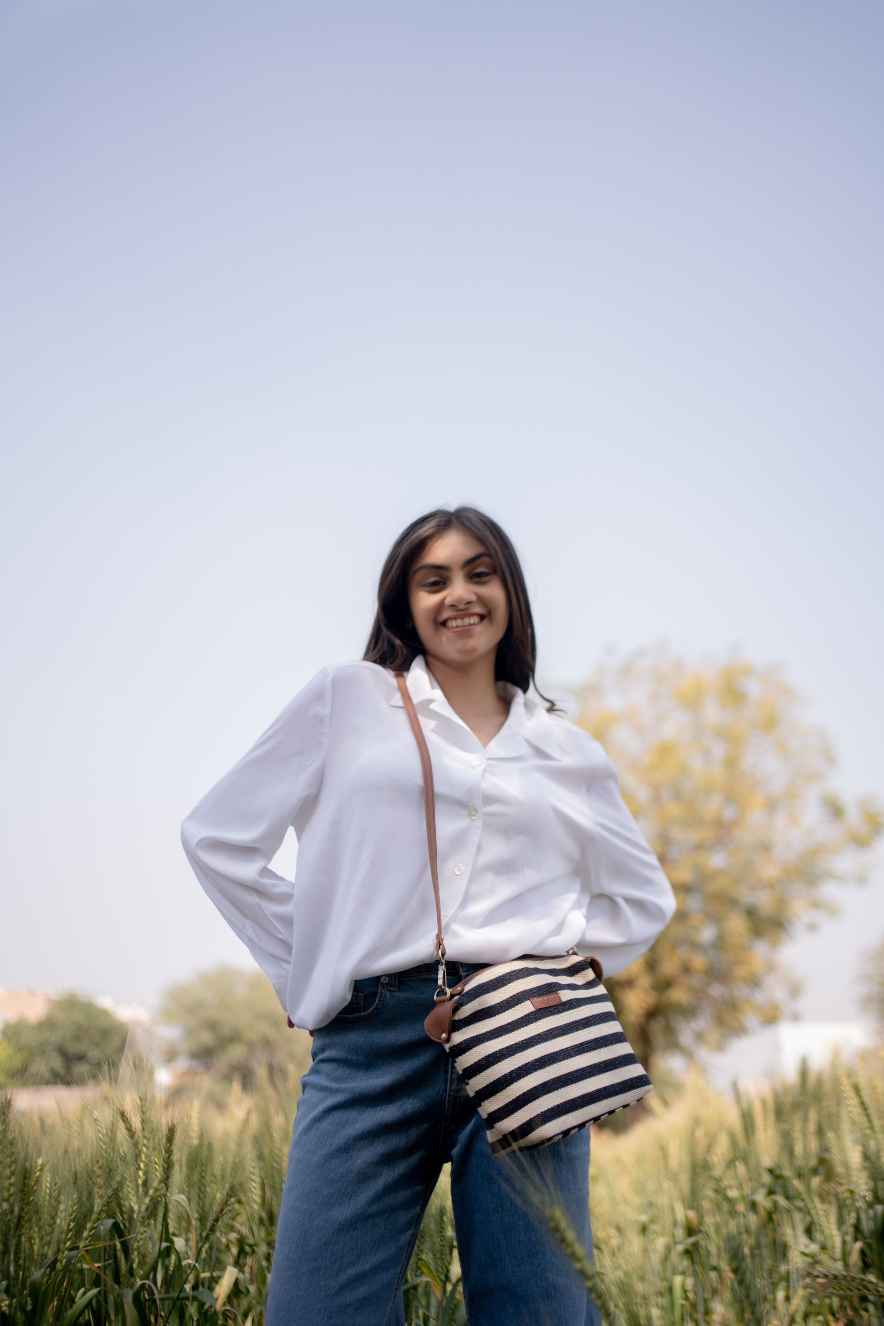 Monochrome Stripes Pouch / Sling Bag