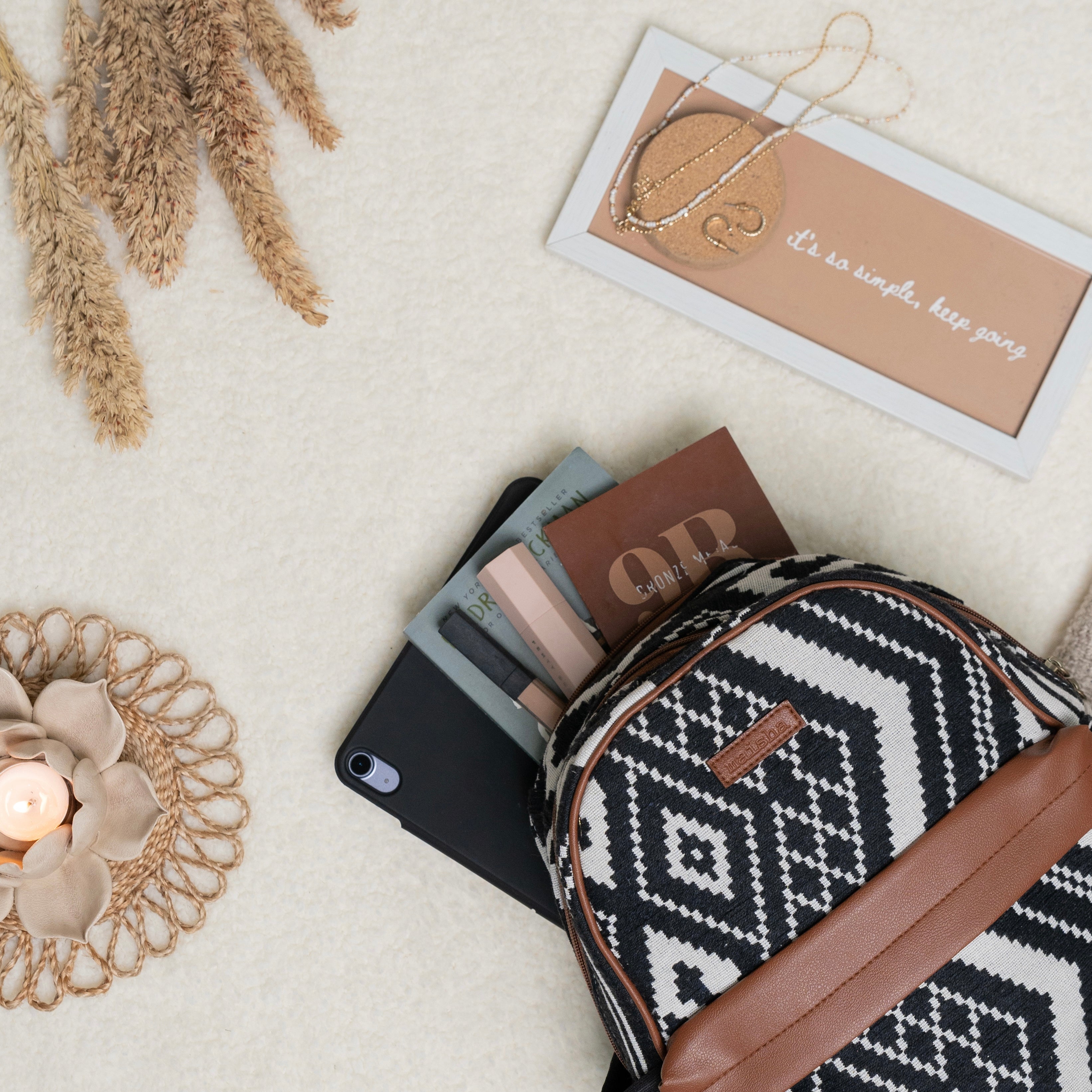 Black Aztec Compact Backpack Bag