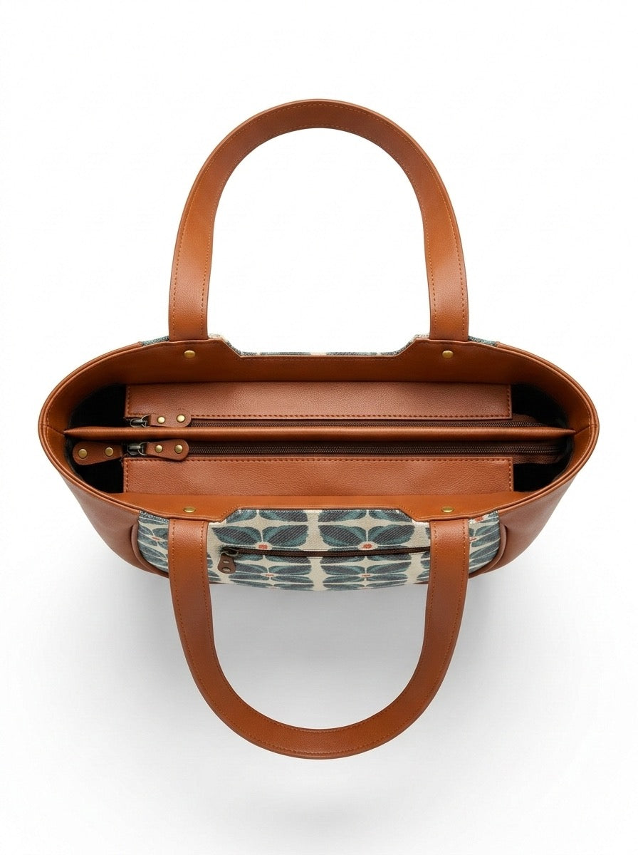 Azure Bloom Crescent Handbag