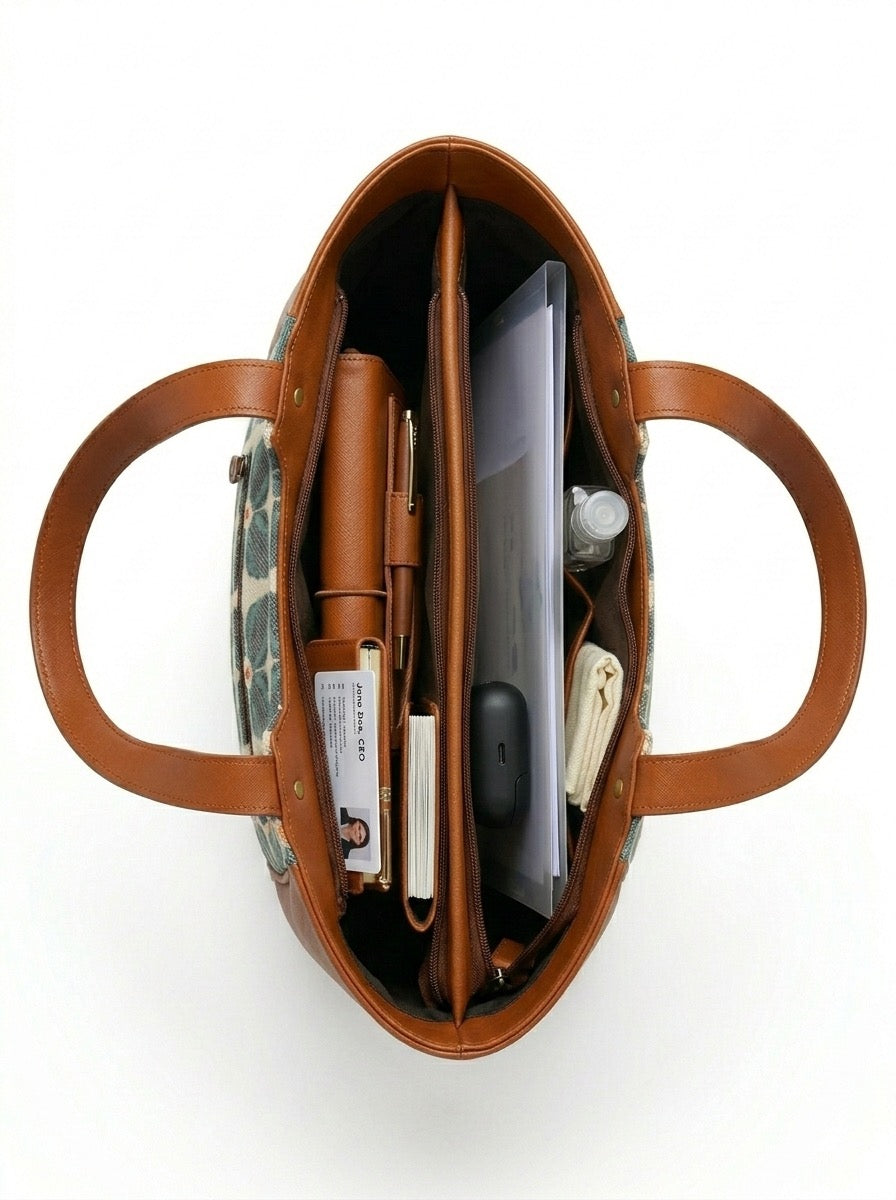 Azure Bloom Crescent Handbag