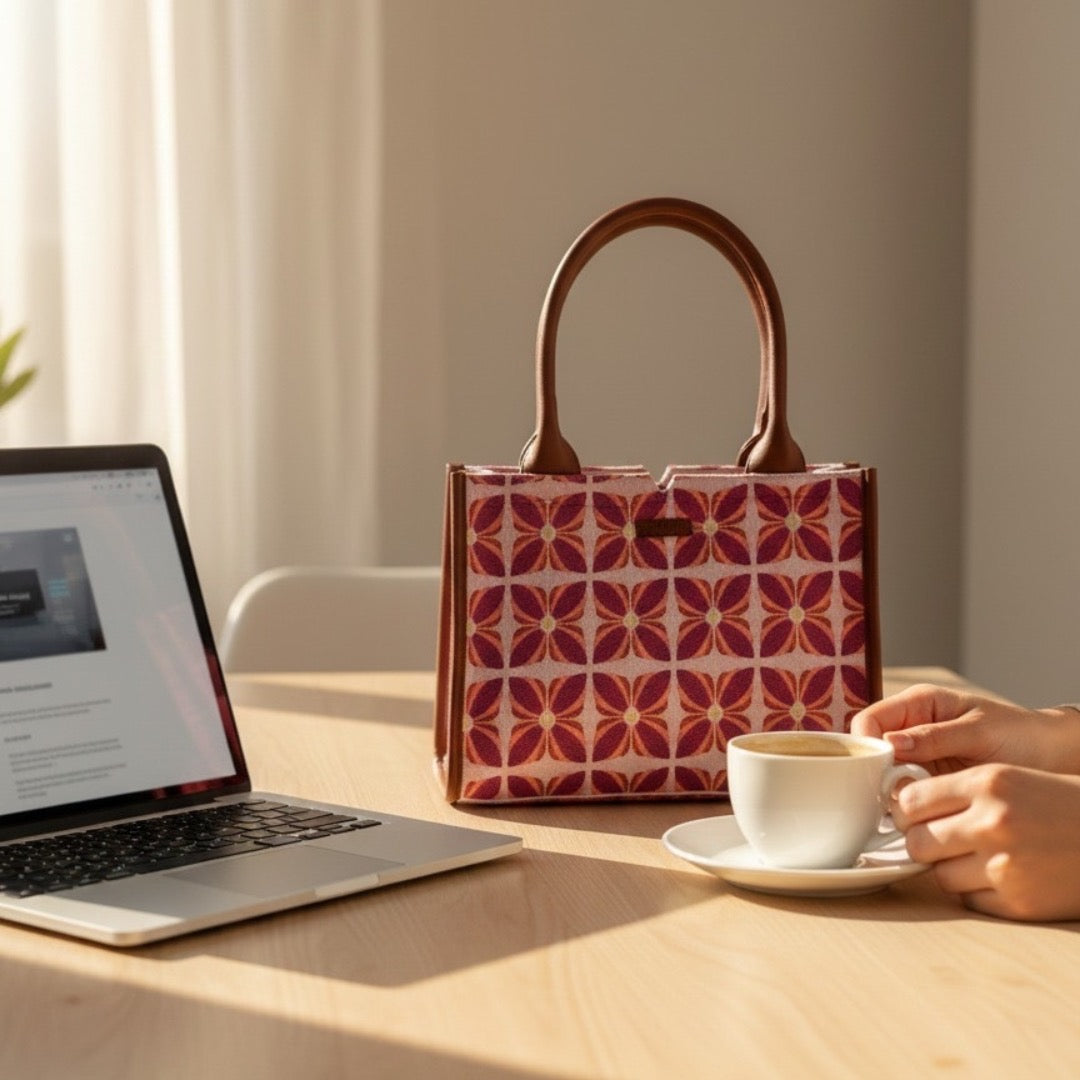 Pink Mogra Box Bag (Medium)