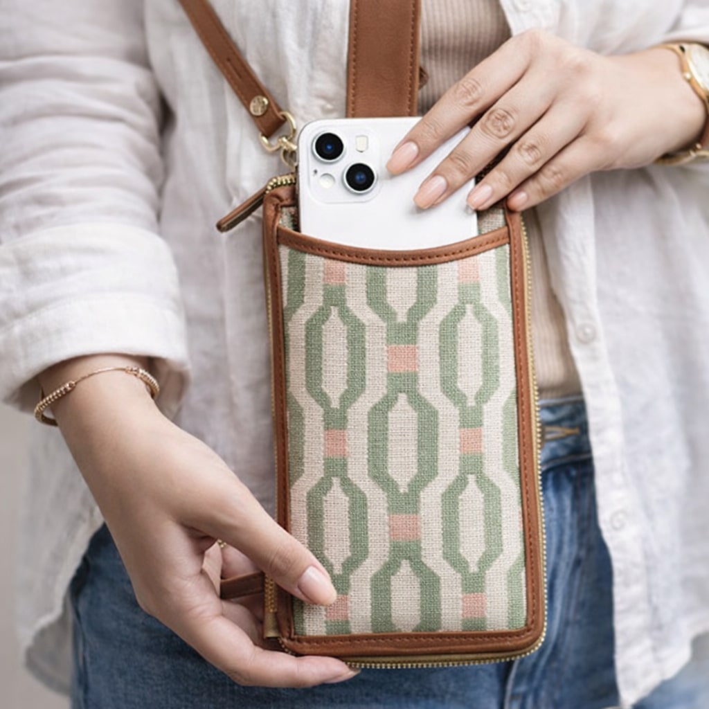 Sage Weave Mobile Wallet Sling