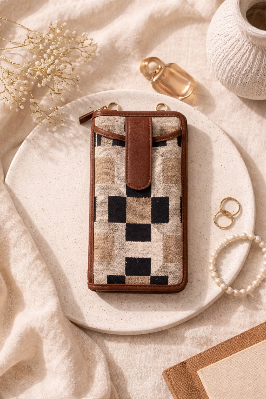 Urban Check Mobile Wallet Sling