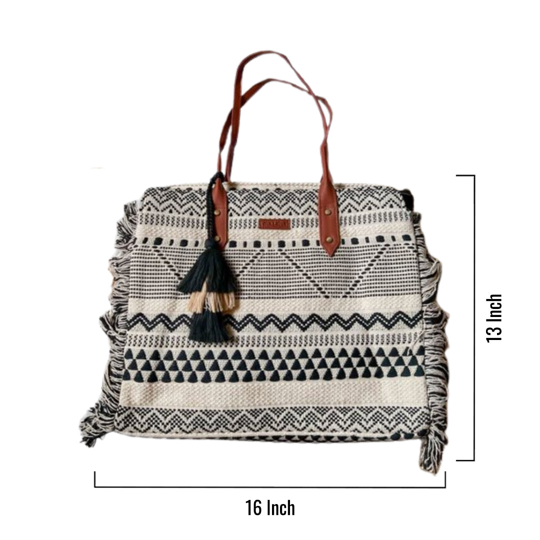 Chirpy Charcoal Ruffle Beach Tote