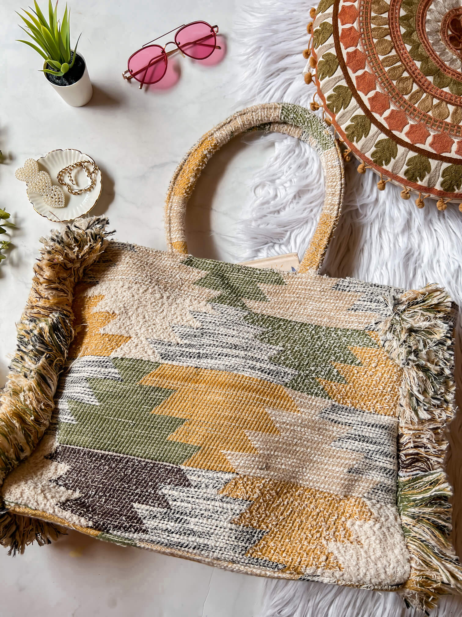 Tropical Fringe Box Bag