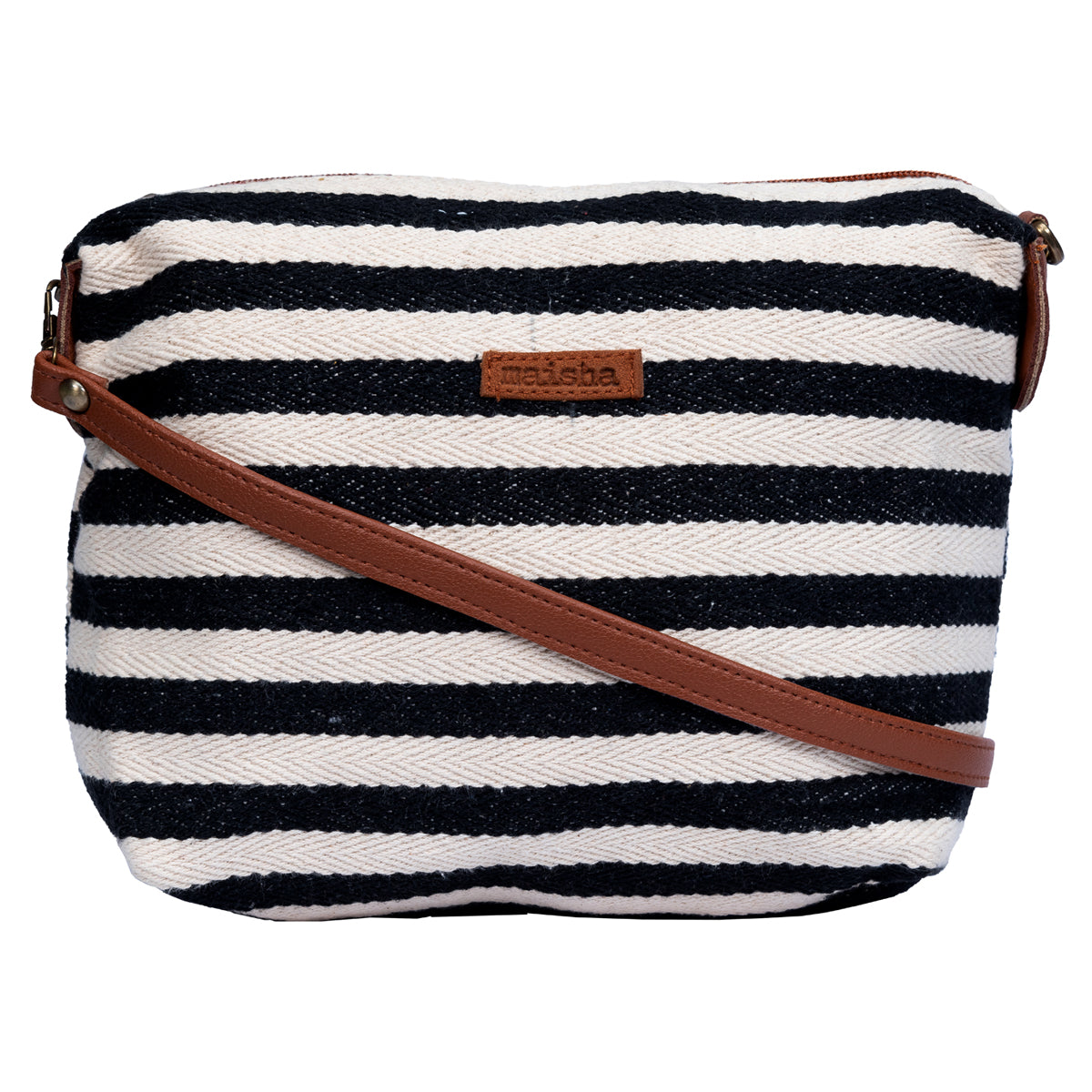 Monochrome Stripes Pouch Cum Sling Bag