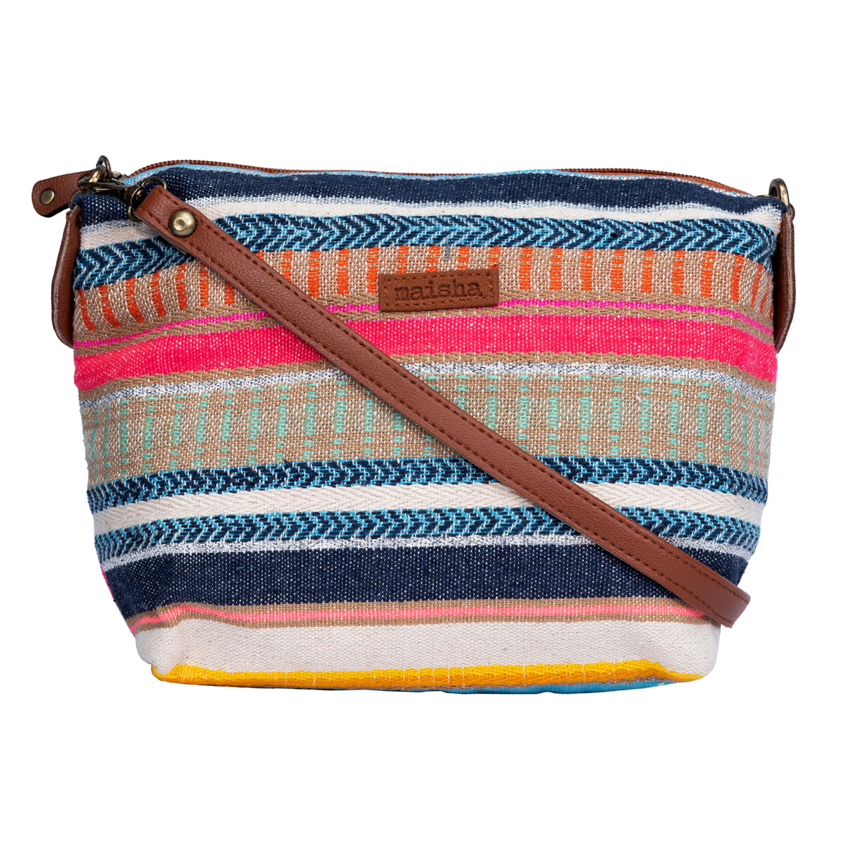 Multicolour Stripes Pouch Cum Sling Bag