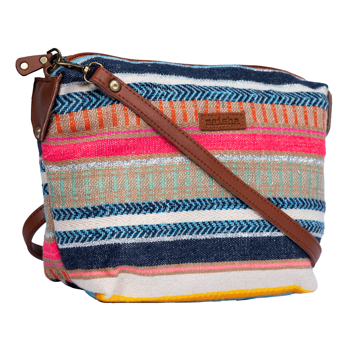 Multicolour Stripes Pouch Cum Sling Bag