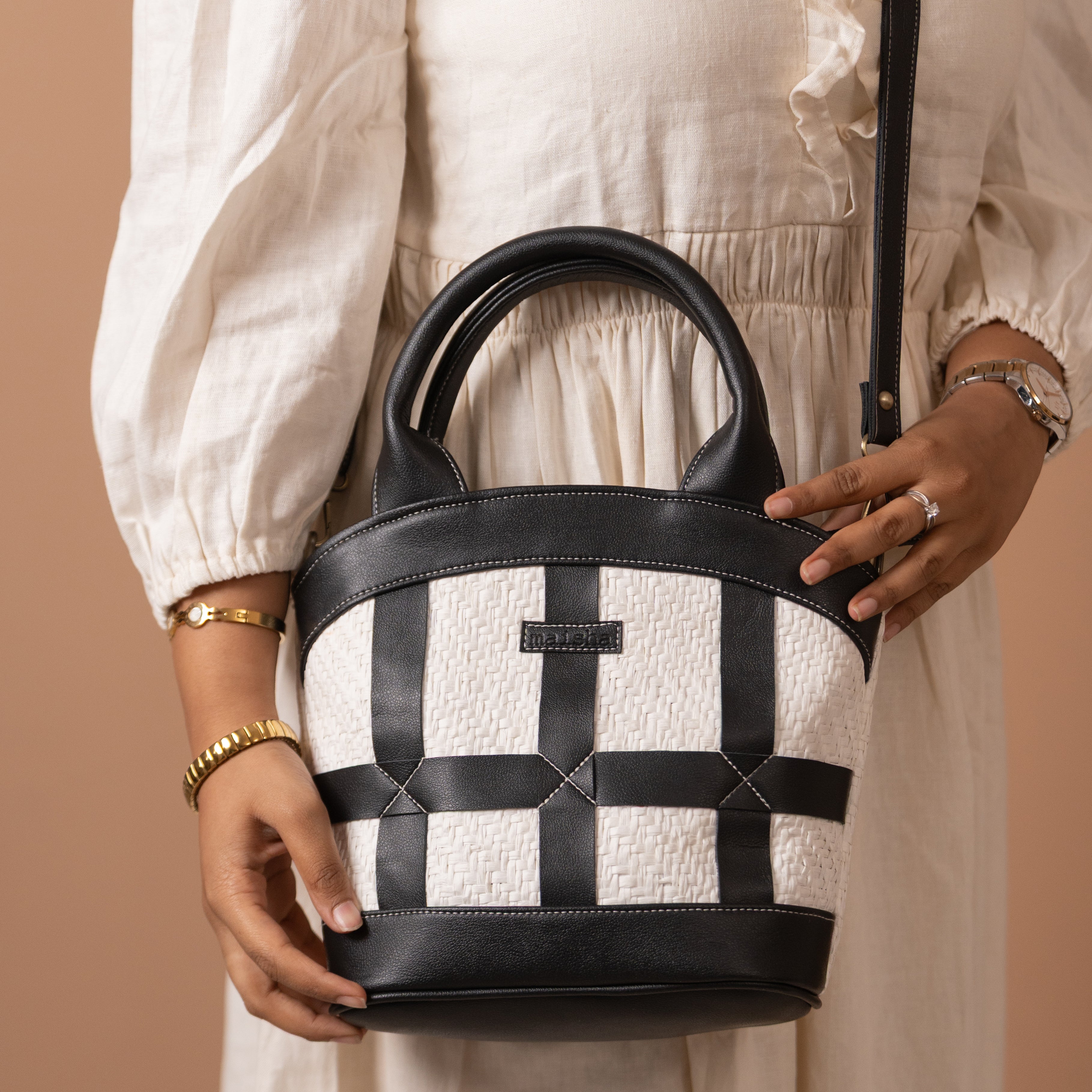 Salt & Pepper Raffia Bag