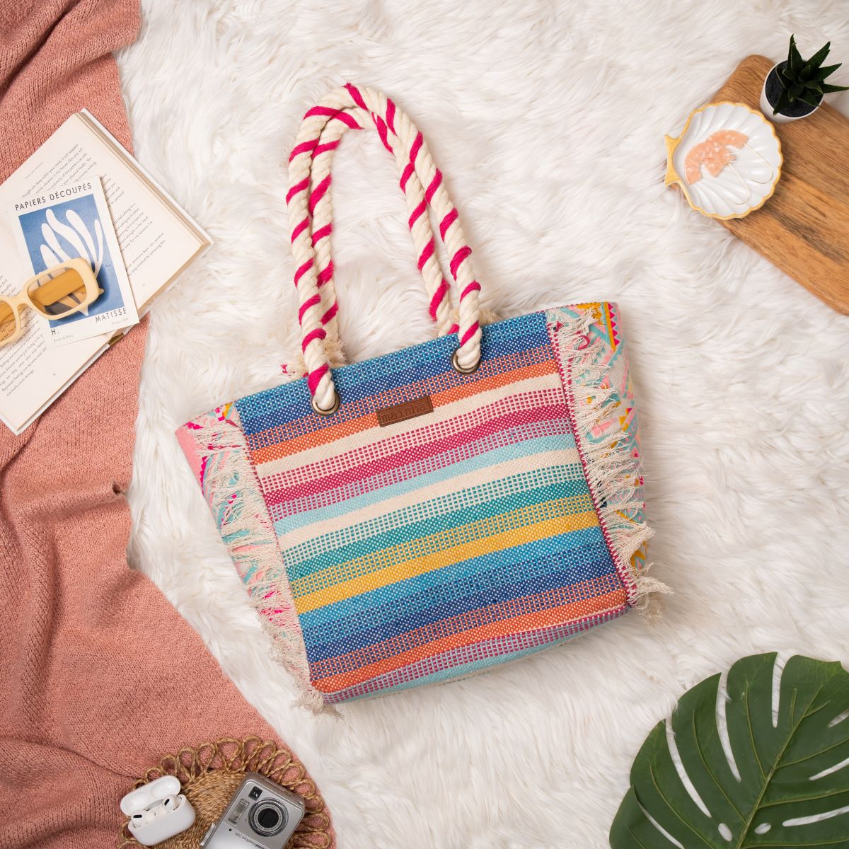 Tropical Blush Beach Tote Bag