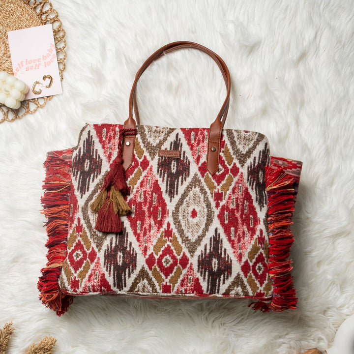 Tribal Rouge Ruffle Beach Tote