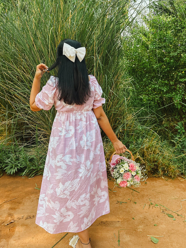 Garden Girl Mauve - Cotton Linen Dress