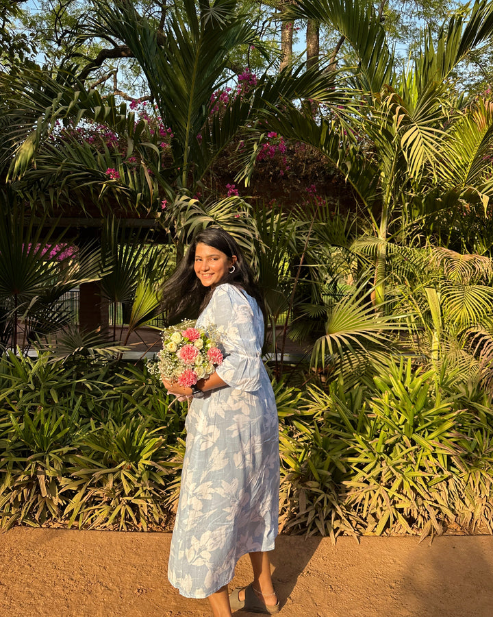 Garden Girl Blue - Cotton Linen Dress