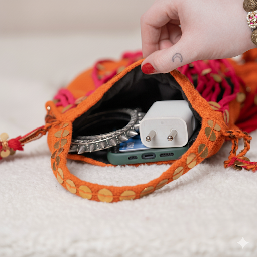 Vaagyo Re Dhol Festive Potli - Pink Orange