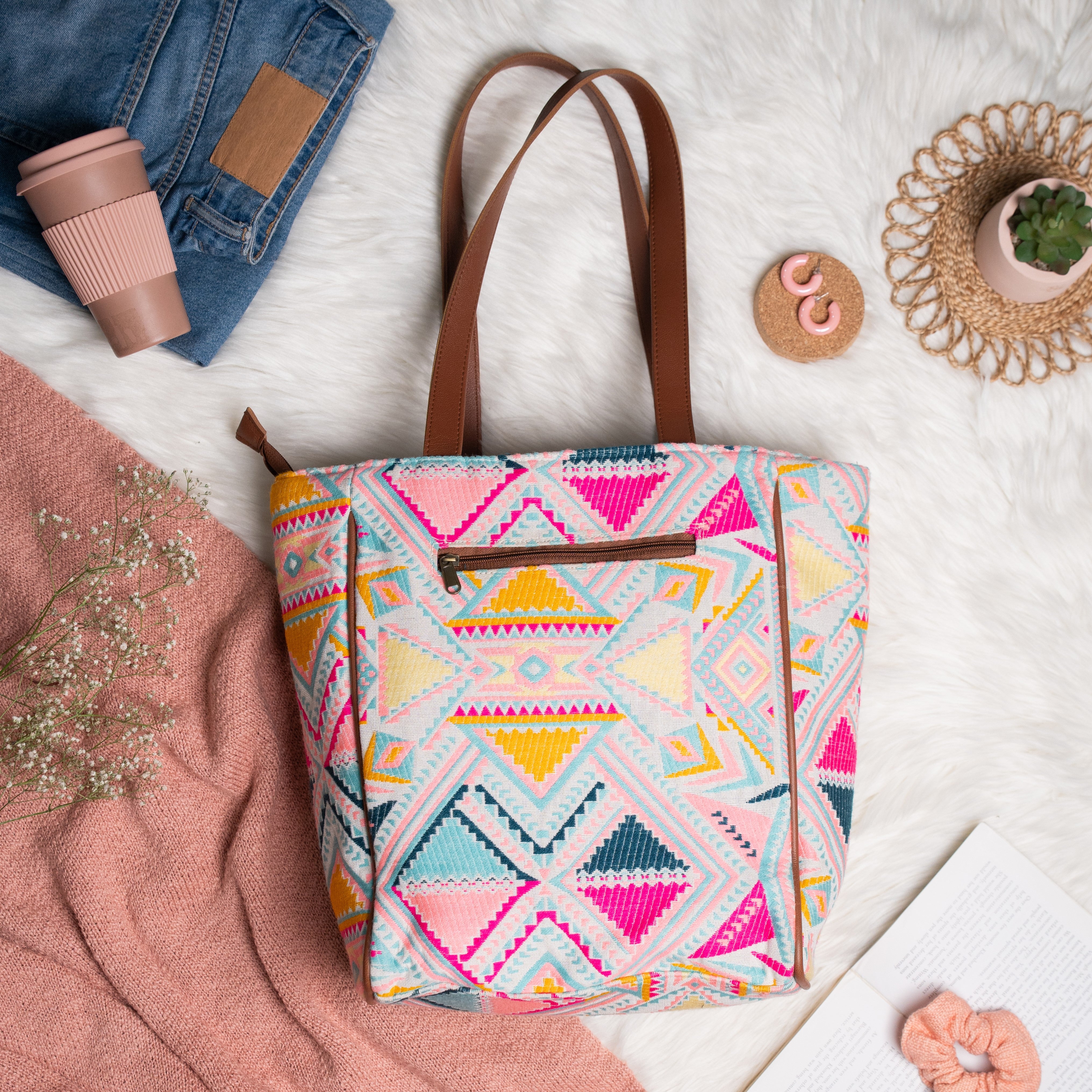 Pastel Passion Cotton Jacquard Tote Bag