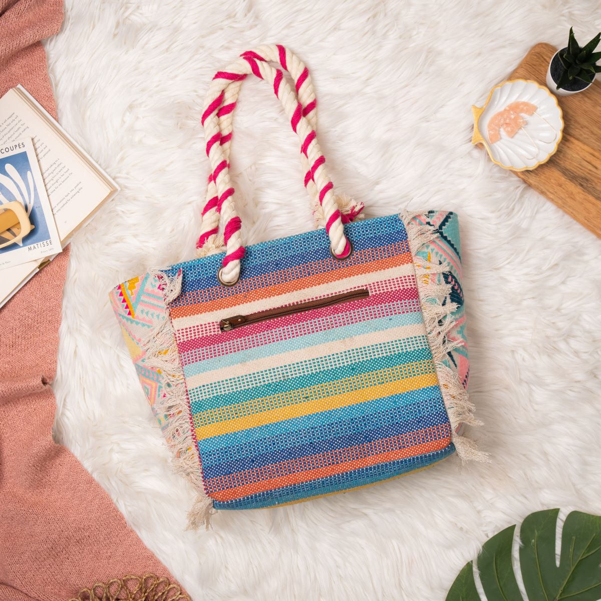 Tropical Blush Beach Tote Bag