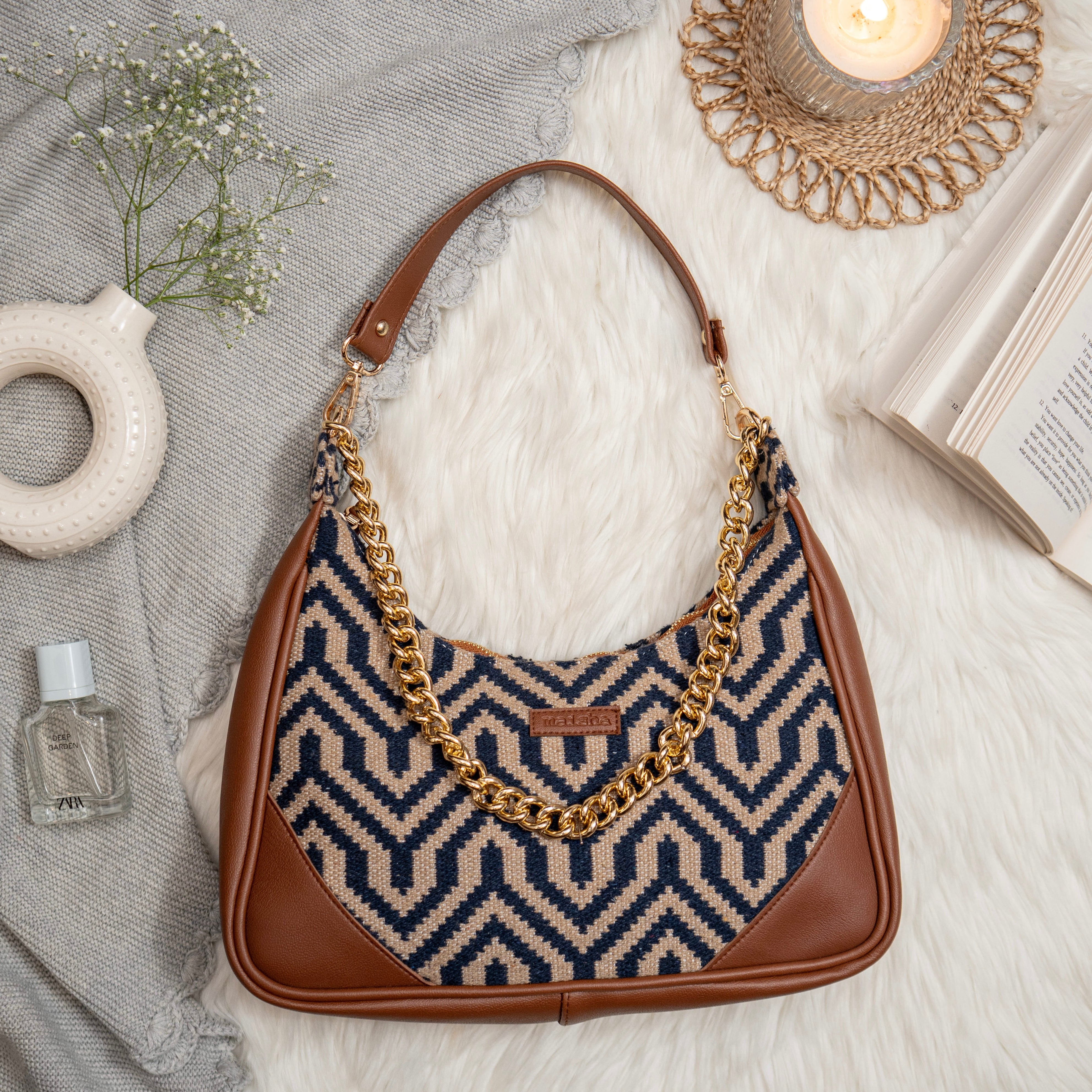 Midnight Shockwave Hobo Baguette Bag