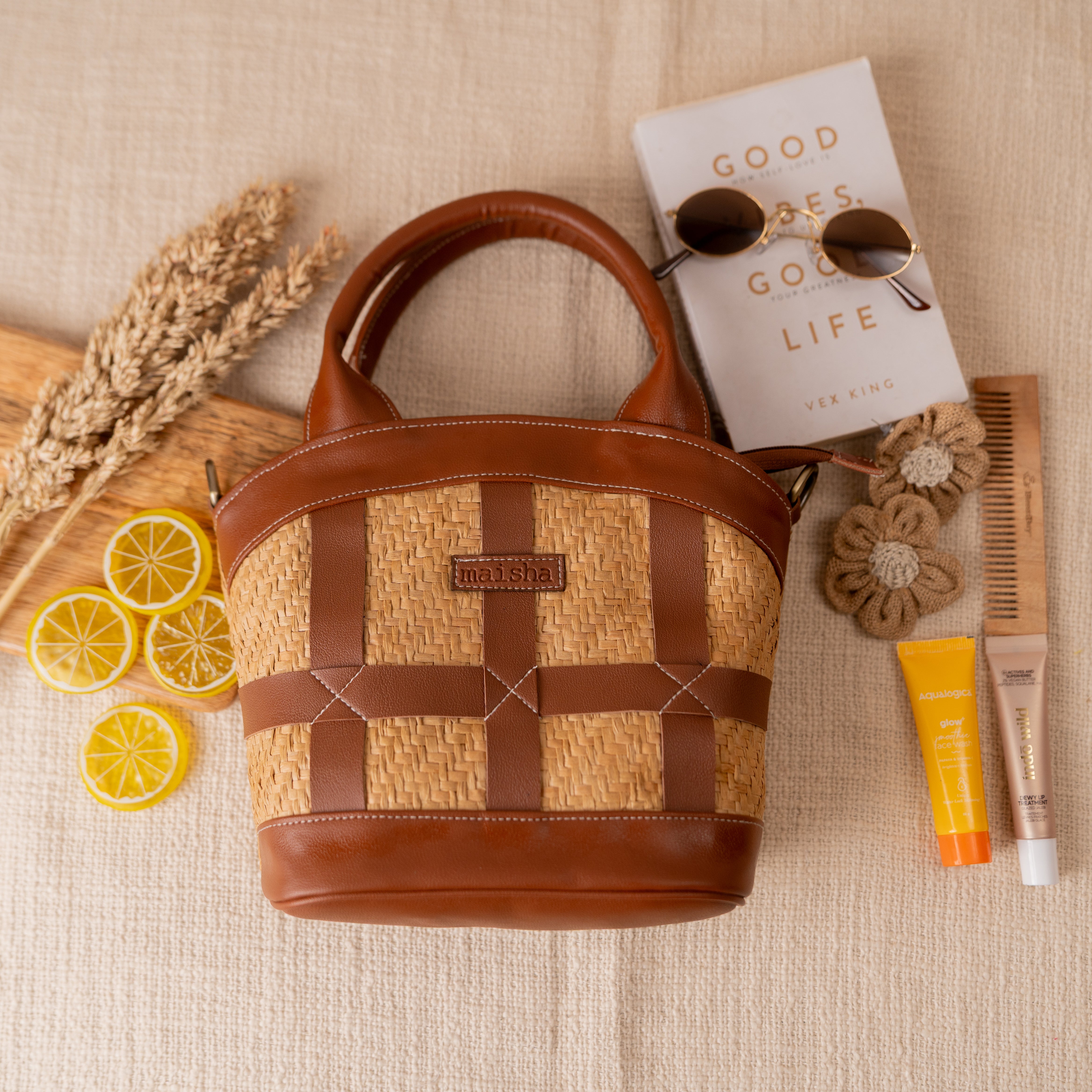Brown Sugar Raffia Bag