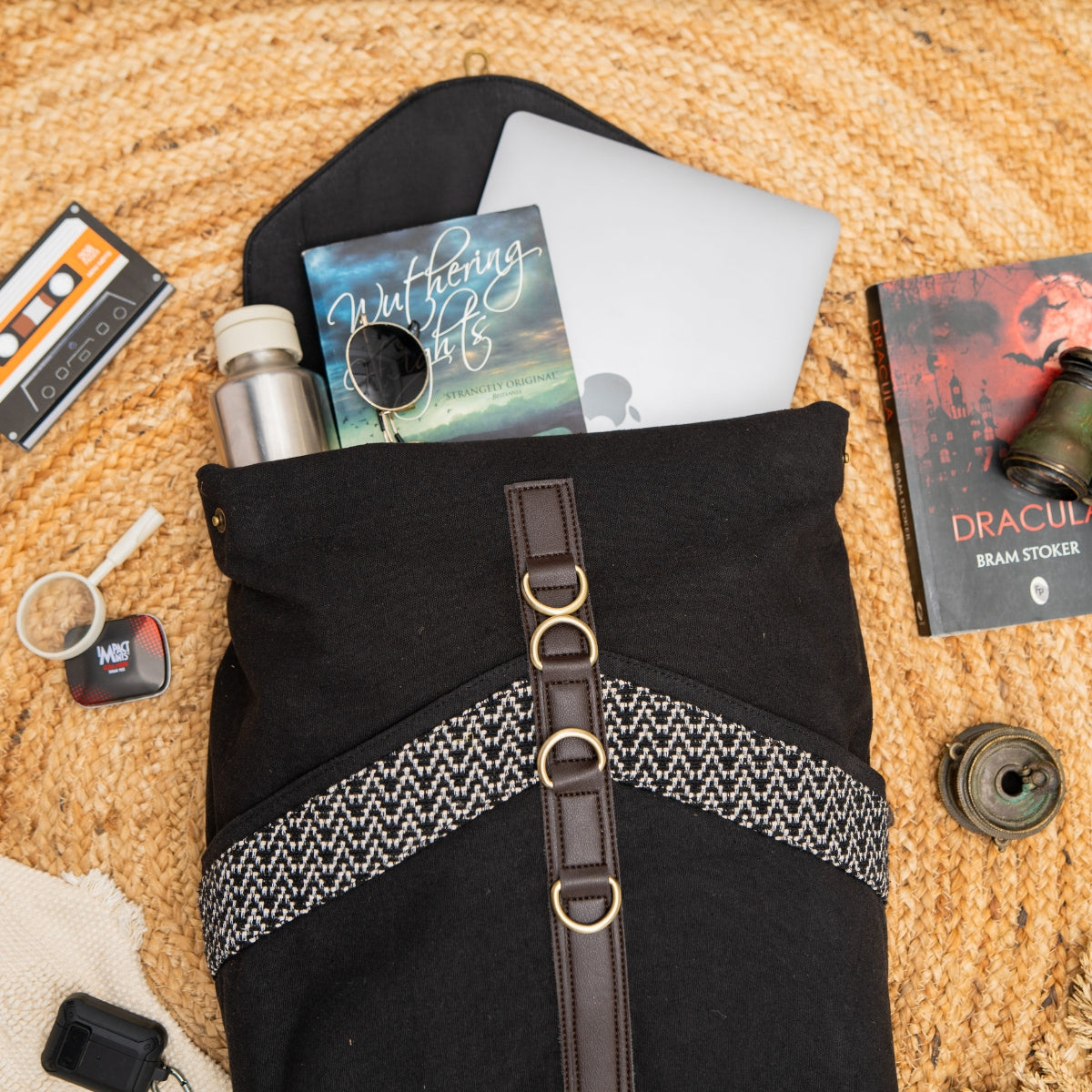 Charcoal Black Unisex Backpack Bag