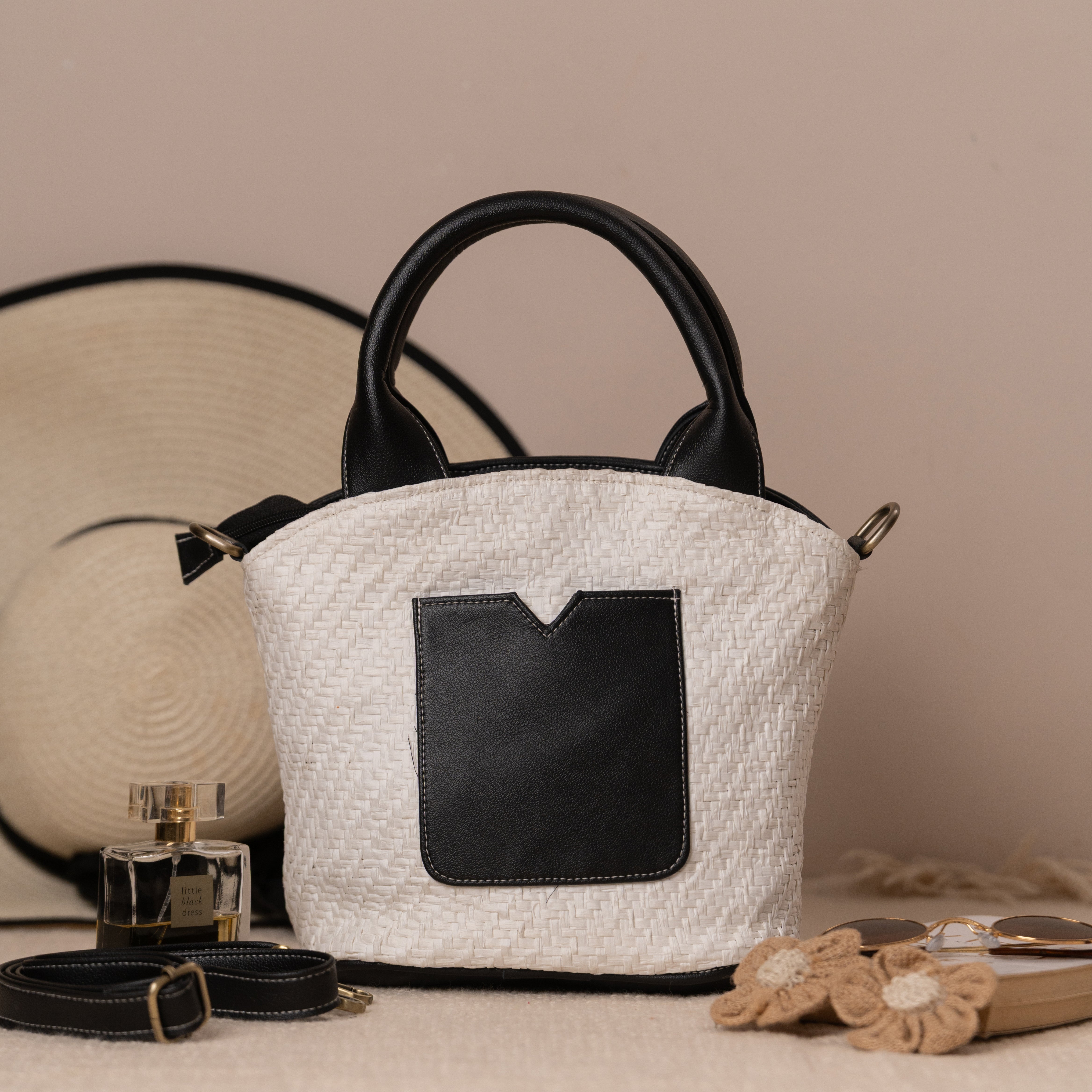 Salt & Pepper Raffia Bag