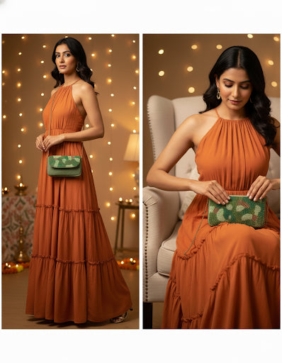 Green Gardenia Festive Sling Bag