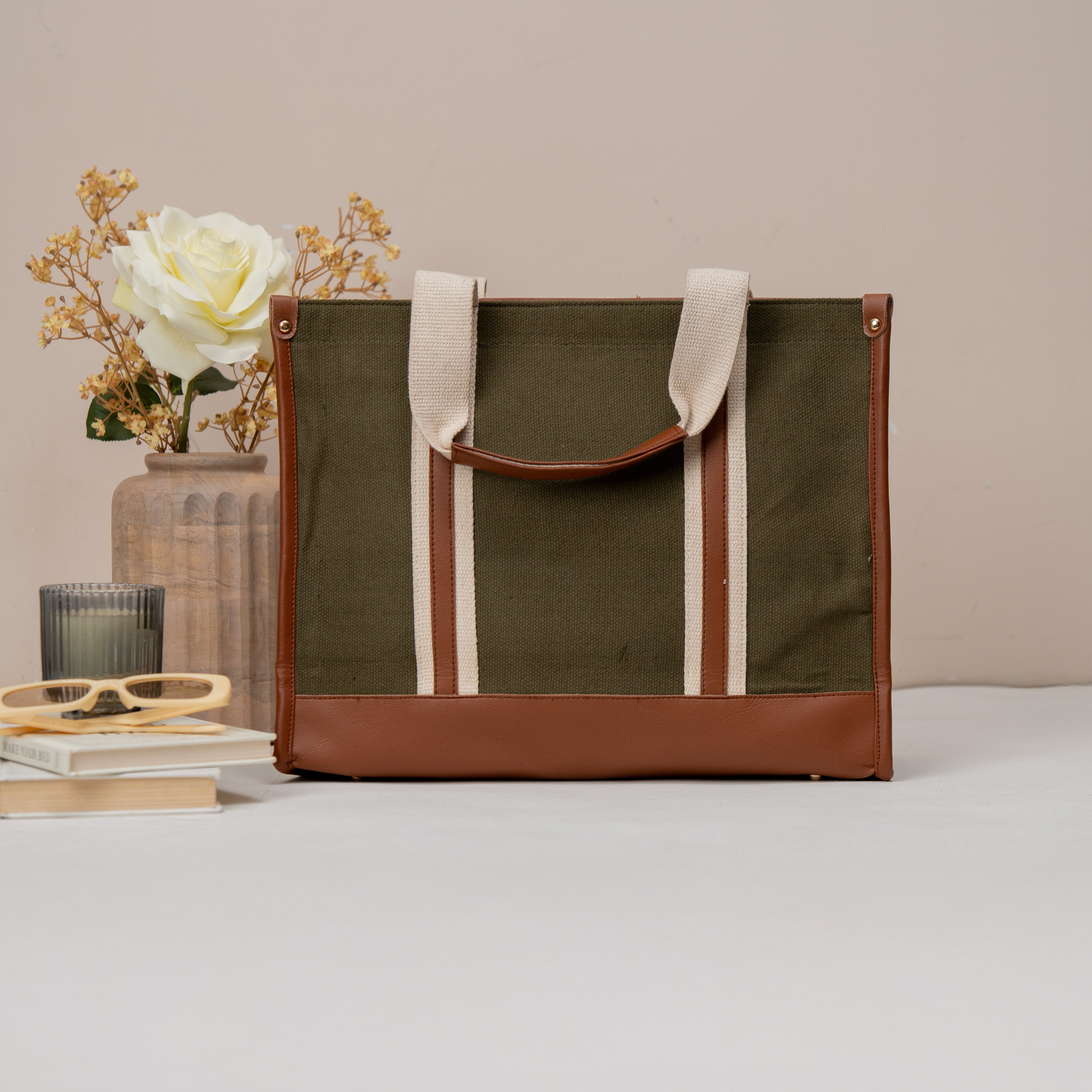 Sage Canvas Office Tote Bag