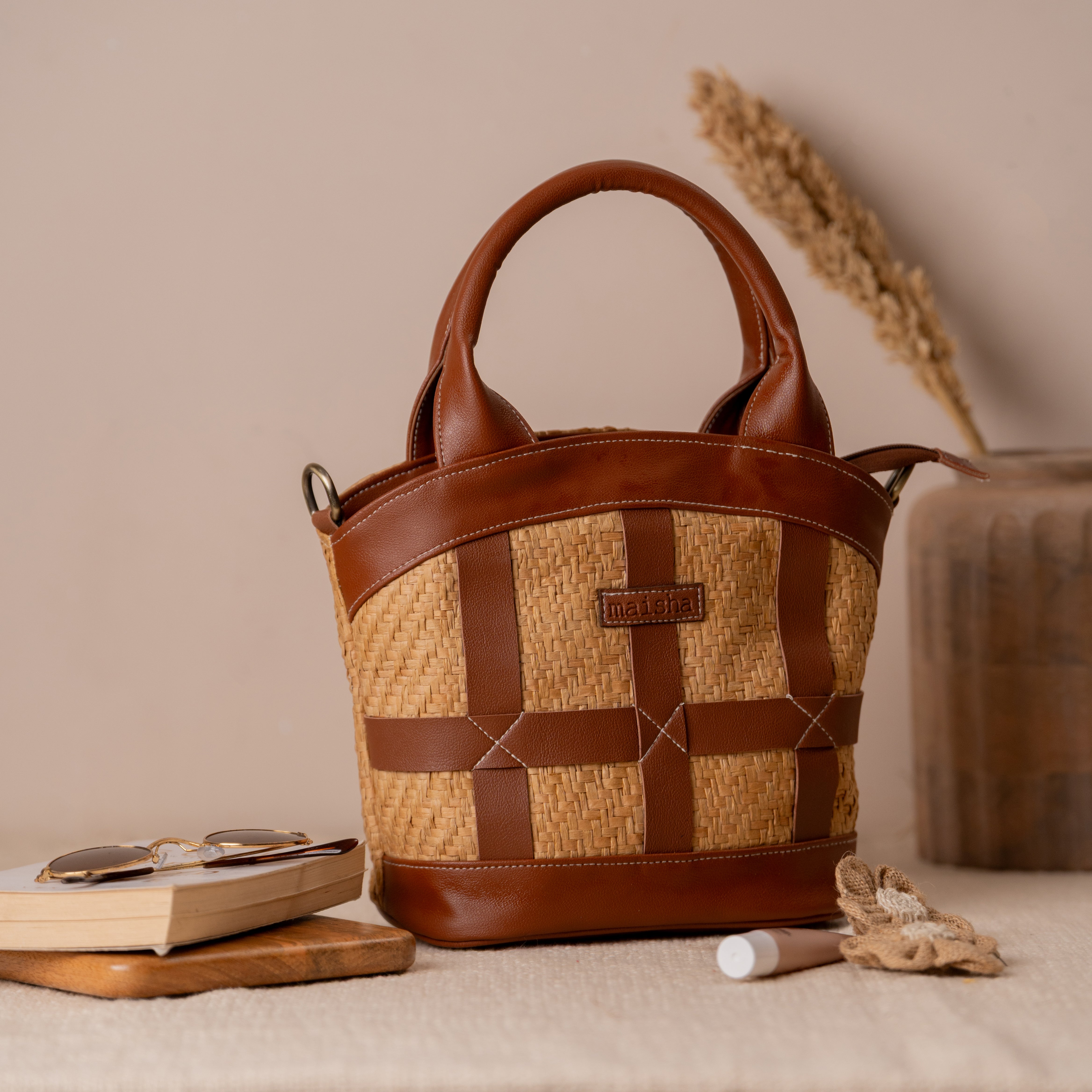 Brown Sugar Raffia Bag
