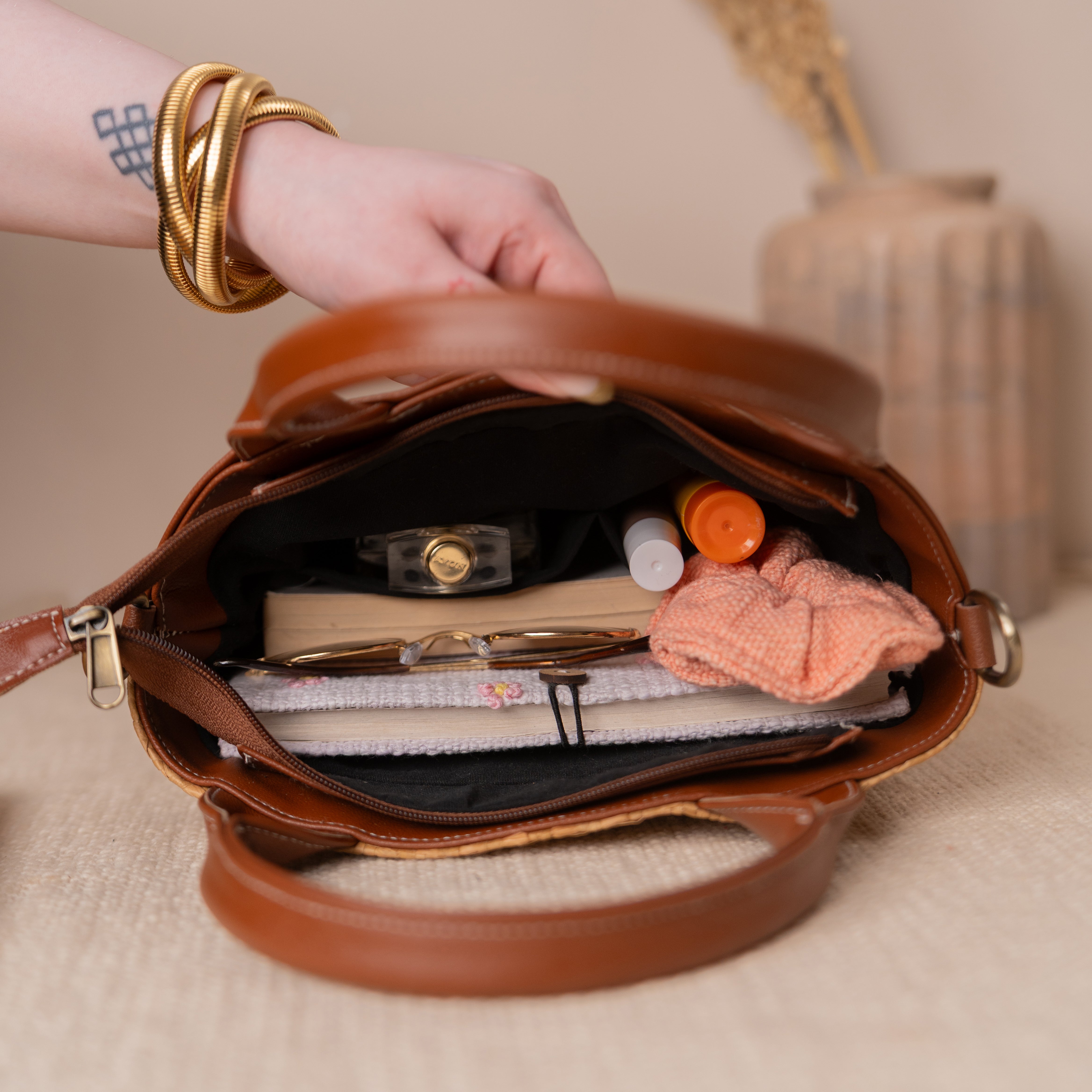 Brown Sugar Raffia Bag